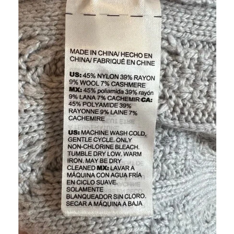Chicos Chico's Wool Cashmere Blend Grey Cable Knit Cardigan - L Size L / US 10 / IT 46 - 6 Thumbnail