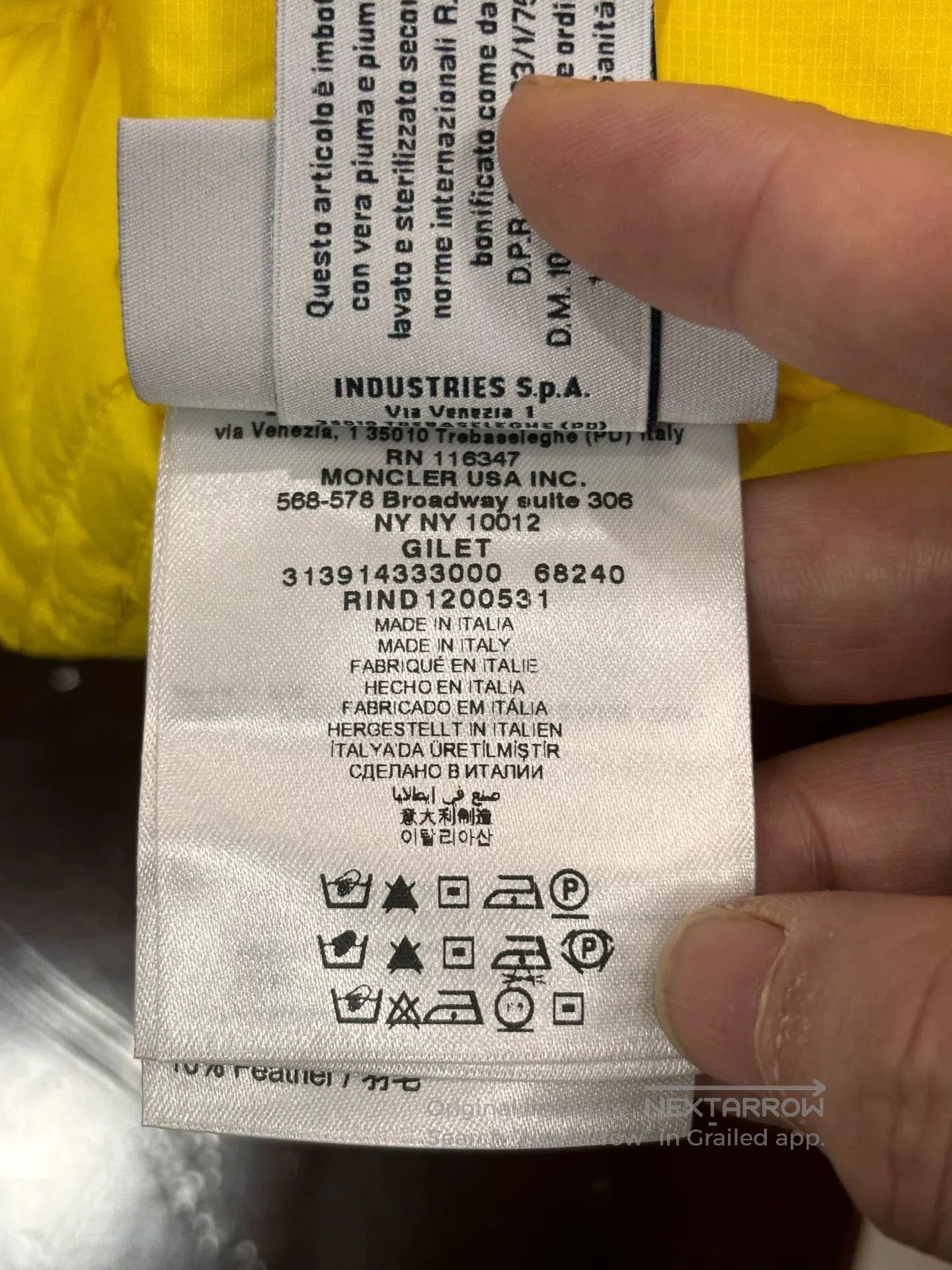 Moncler Moncler TB Collaboration Yellow Down Vest. Size US XL / EU 56 / 4 - 8 Thumbnail