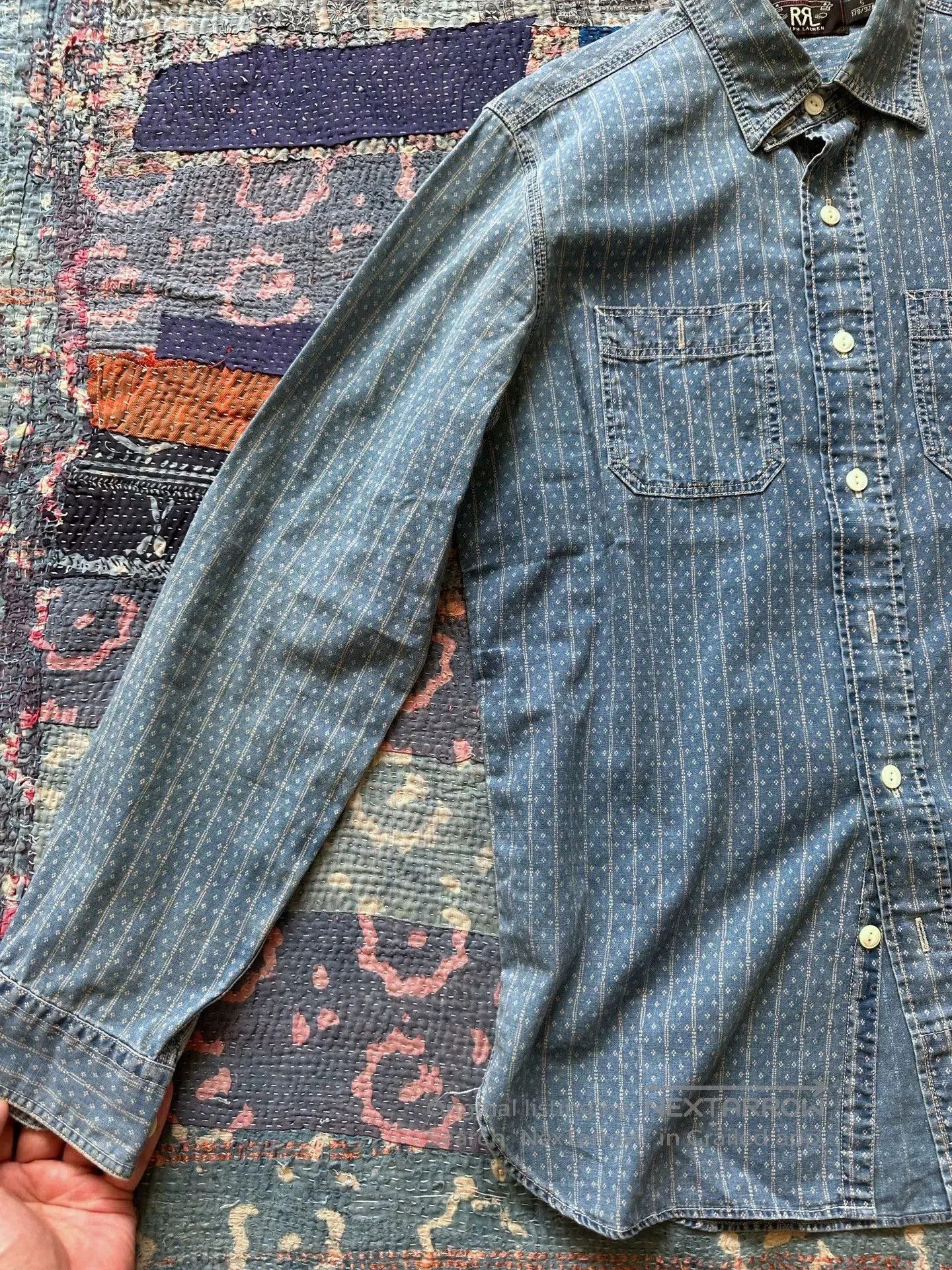 RRL Ralph Lauren vintage blue wash denim button. Size US S / EU 44-46 / 1 - 5 Thumbnail