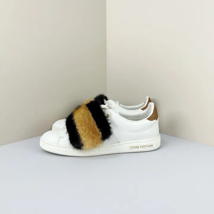 Louis Vuitton White Fur Strap Sneakers -2508