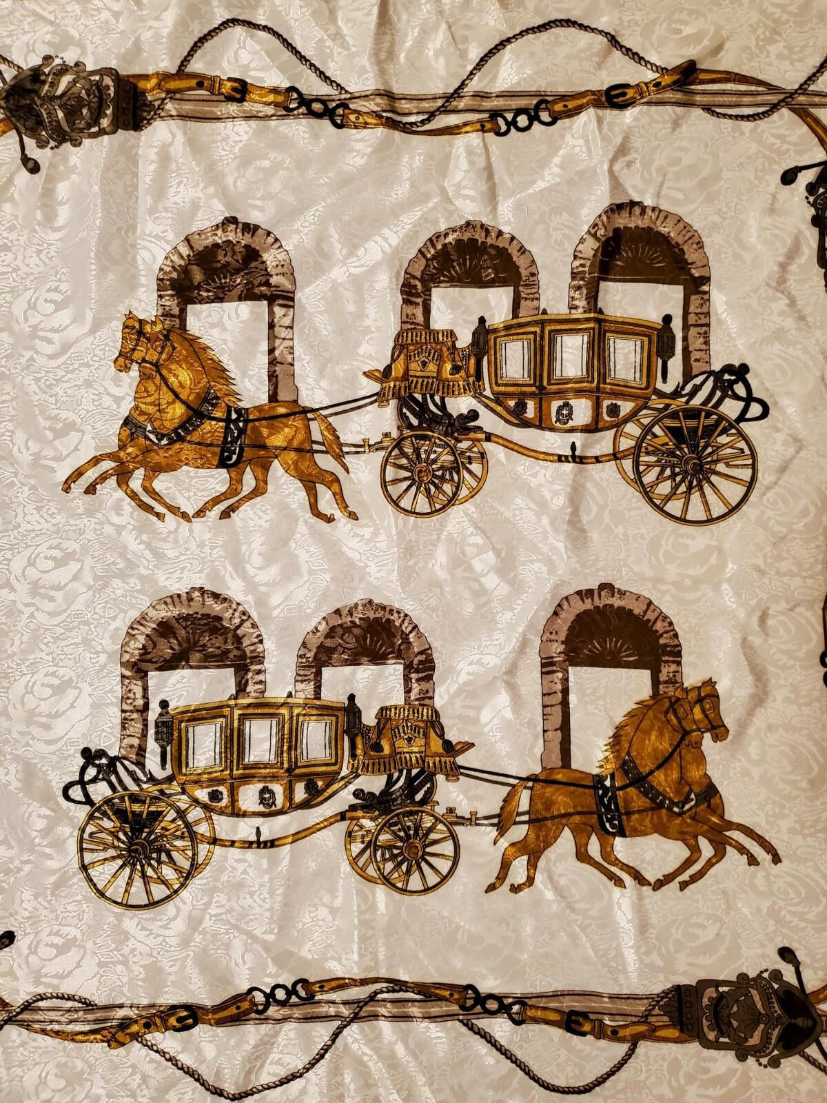 The Unbranded Brand Vintage Horse and Carriage/Buggy Silky Handkerchief/Scarf Size ONE SIZE - 2 Thumbnail