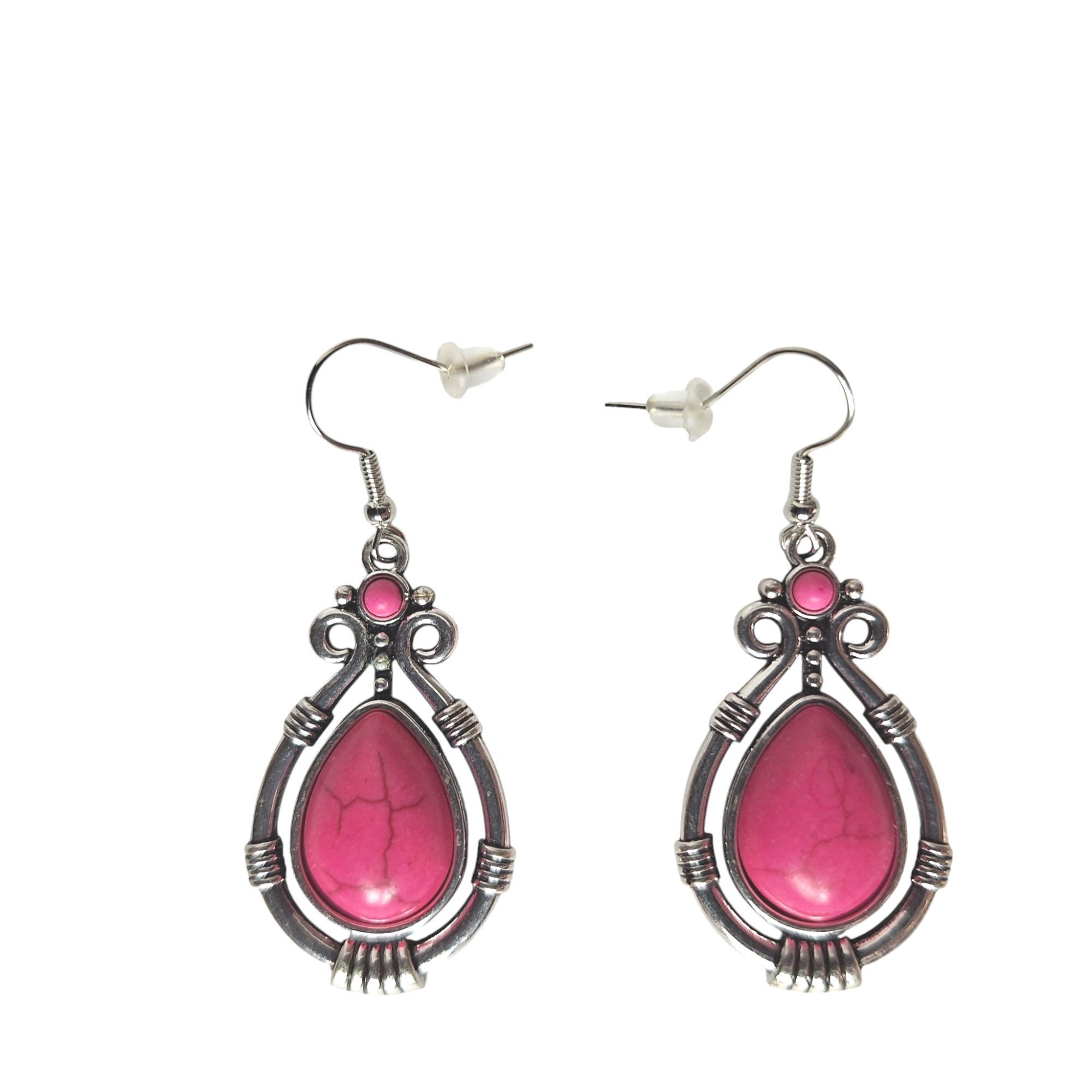 Other Pink Faux Turquoise Teardrop Dangle Earrings Western Boho Ch Size ONE SIZE - 1 Thumbnail