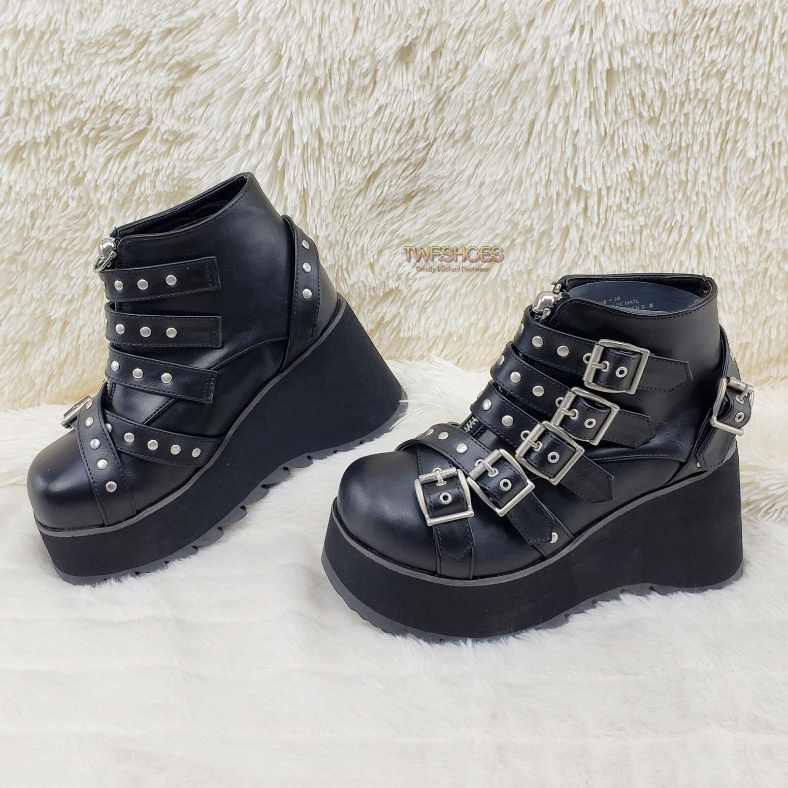 Other DEMONIA Scene 30 Black Platform Goth Punk Ankle Boots NY (U Size US 9 / IT 39 - 6 Thumbnail