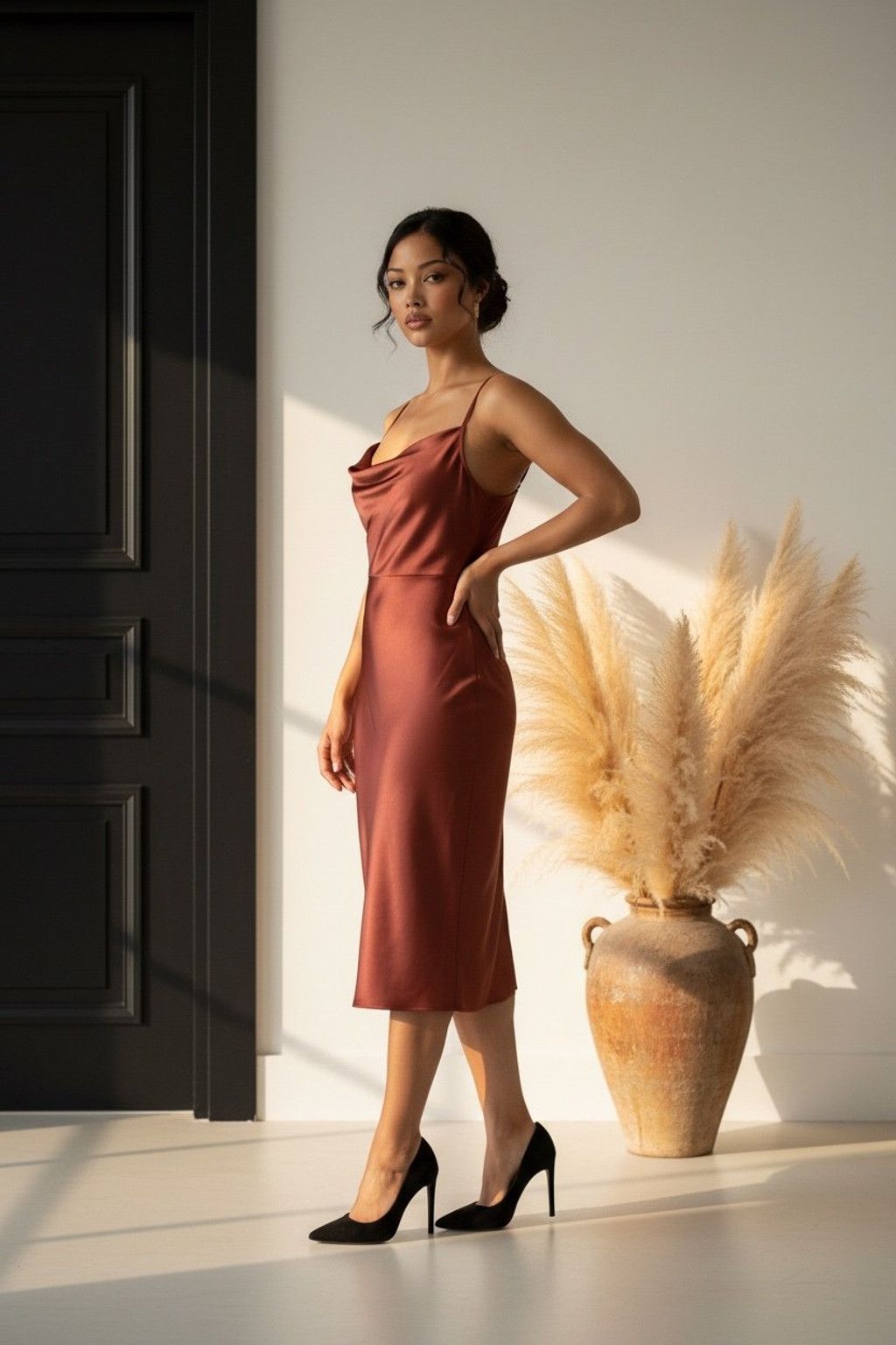 Other BHLDN rust red spaghetti strap bronze midi dress sz 6 Size M / US 6-8 / IT 42-44 - 2 Thumbnail