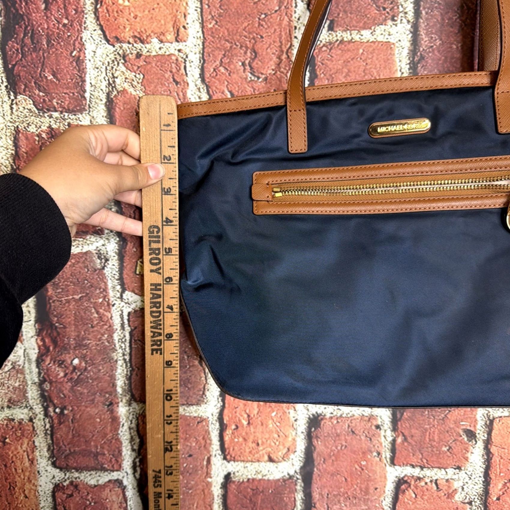 Michael Kors Michael Kors Kempton Nylon Tote Bag Navy Blue Leather Luggage Crossgrain Saffiano Vintage No Size ONE SIZE - 3 Thumbnail