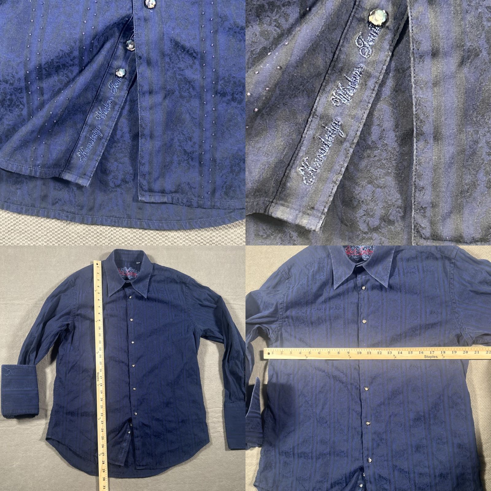 Robert Graham Robert Graham Shirt Mens Medium Blue Flip Cuff Pearl Button Size US M / EU 48-50 / 2 - 8 Thumbnail
