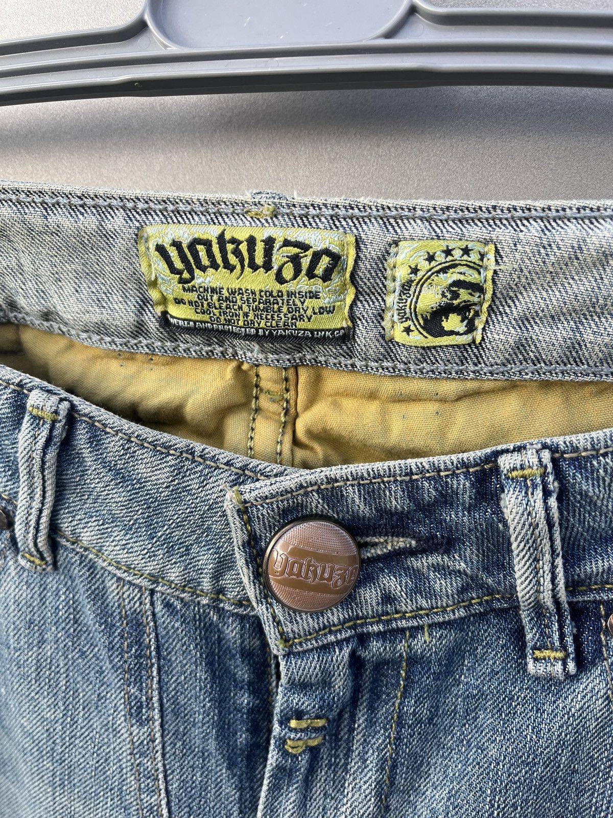 Japanese Brand × Vintage Rare Yakuza Y2K Embroidered Distressed Jeans Size US 31 - 3 Thumbnail