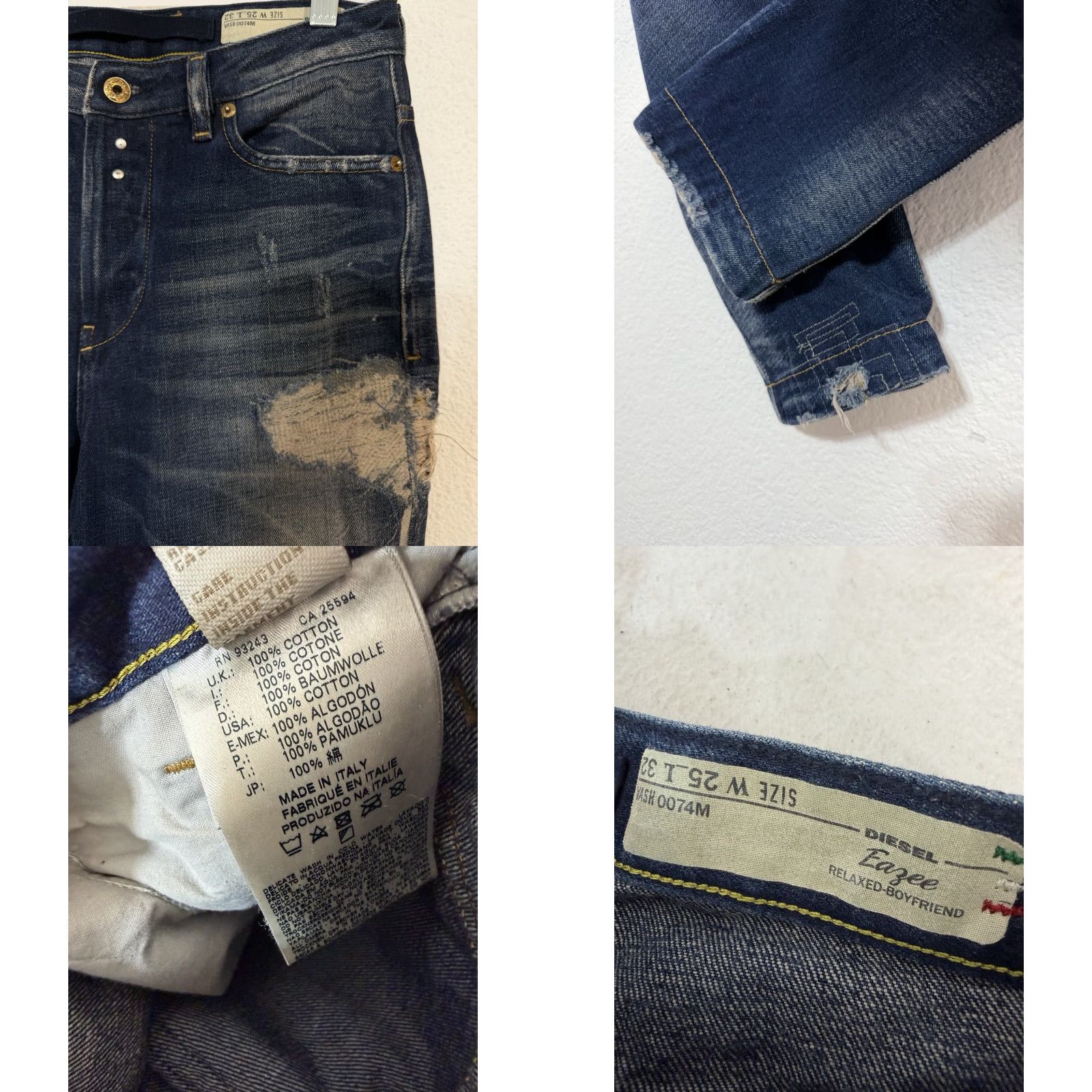 Diesel Diesel Jeans Boyfriend Relaxed Blue Denim Size 25 Womens 24in Inseam 32in L Distressed Bathrooms? Size 42" / US 20 - 8 Thumbnail