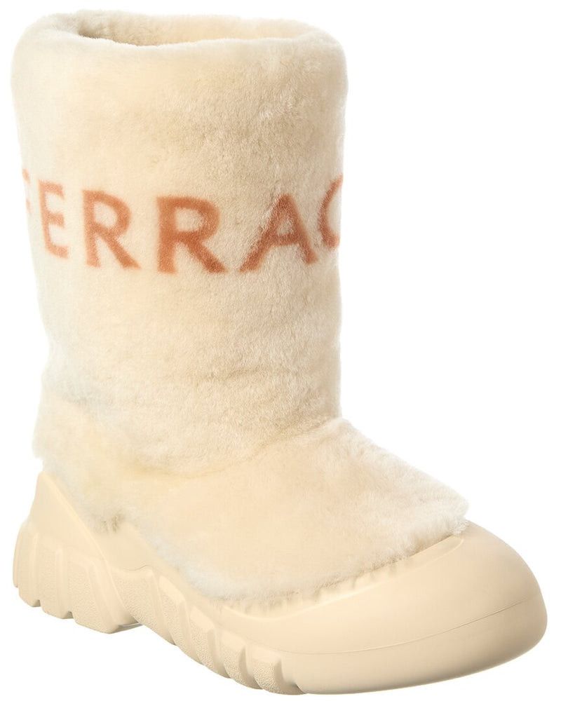 Ferragamo Delphi Shearling logo Boots SIZE 8
