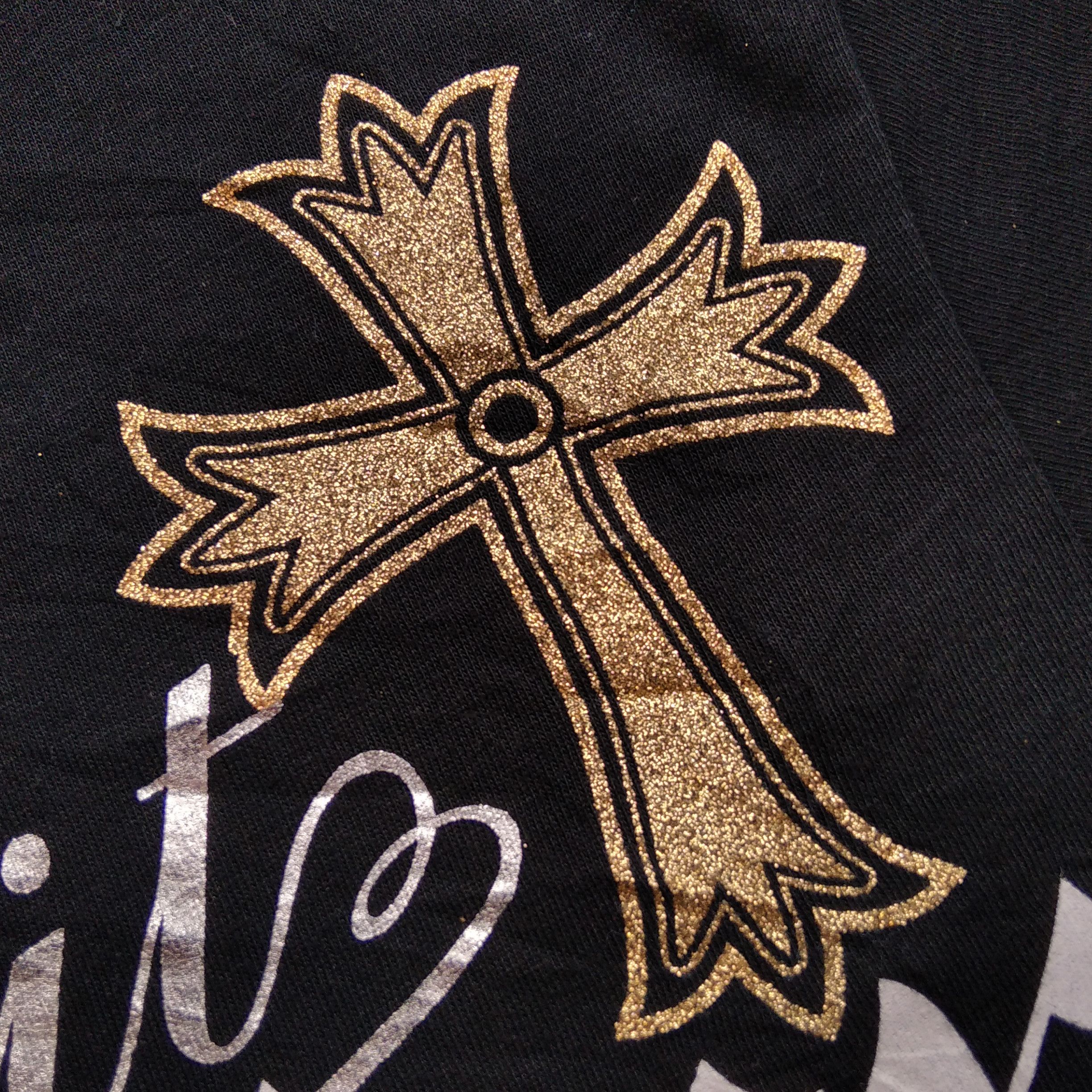 KMRii Vintage y2k Vkei SLASH NUMBER Cross Gold Poem Japanese Brand Size US M / EU 48-50 / 2 - 4 Thumbnail