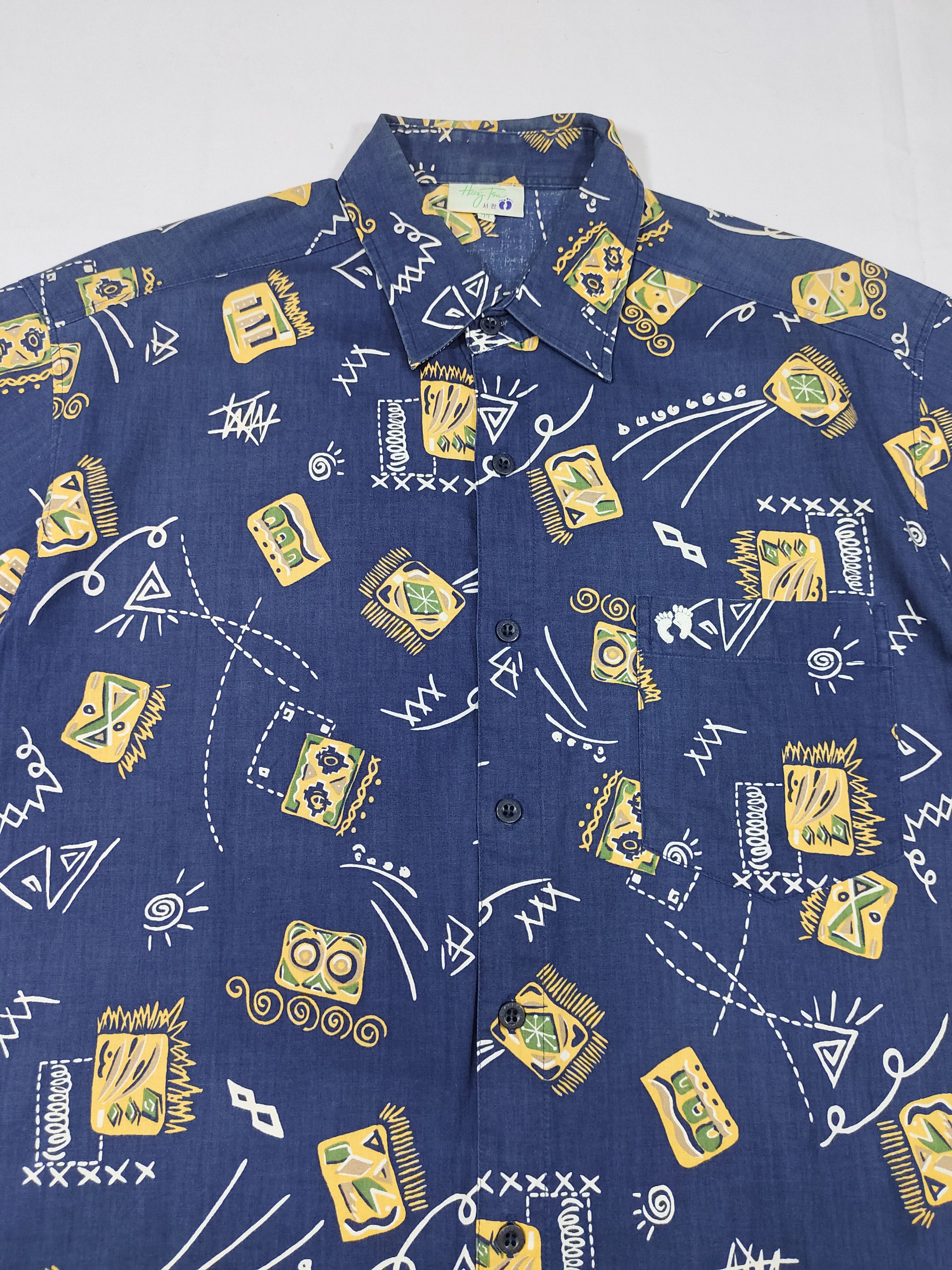 Hang Ten 💥Vtg Hangten Abstract Pop Art Graphic Short Shirt Size US M / EU 48-50 / 2 - 2 Thumbnail