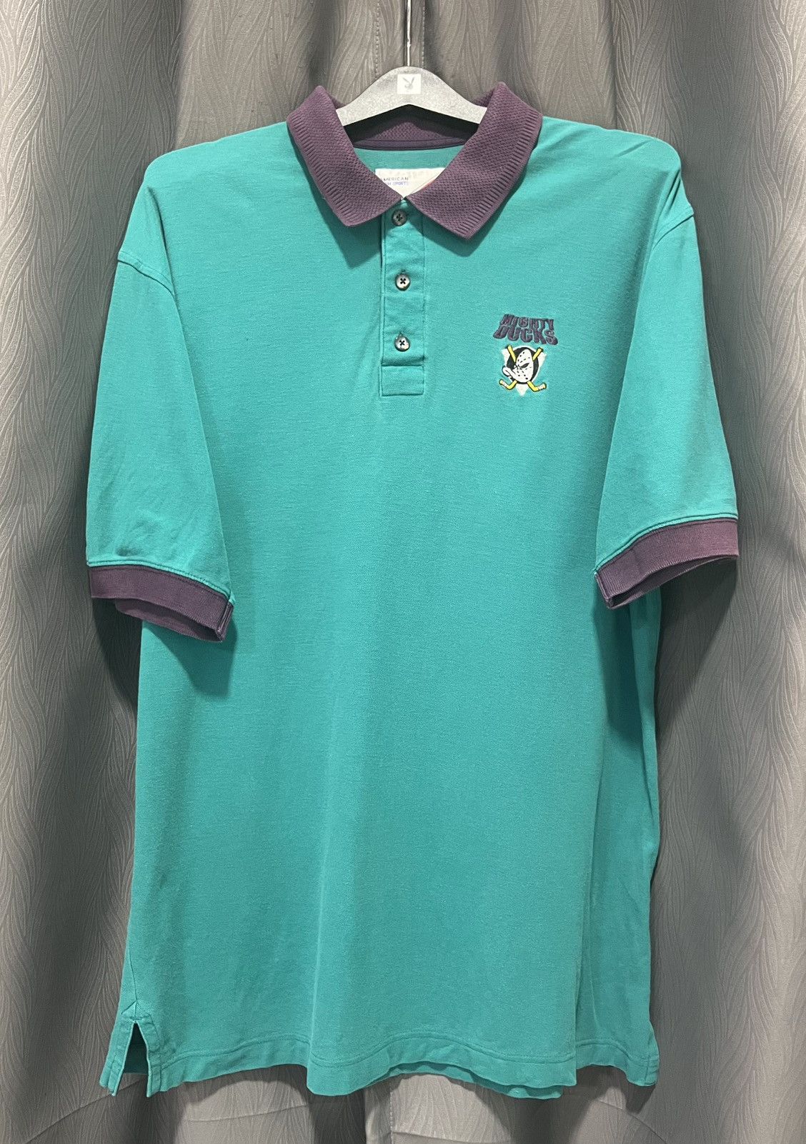 NHL × Vintage Vintage Mighty Ducks Polo Shirt 90s Size US L / EU 52-54 / 3 - 1 Thumbnail