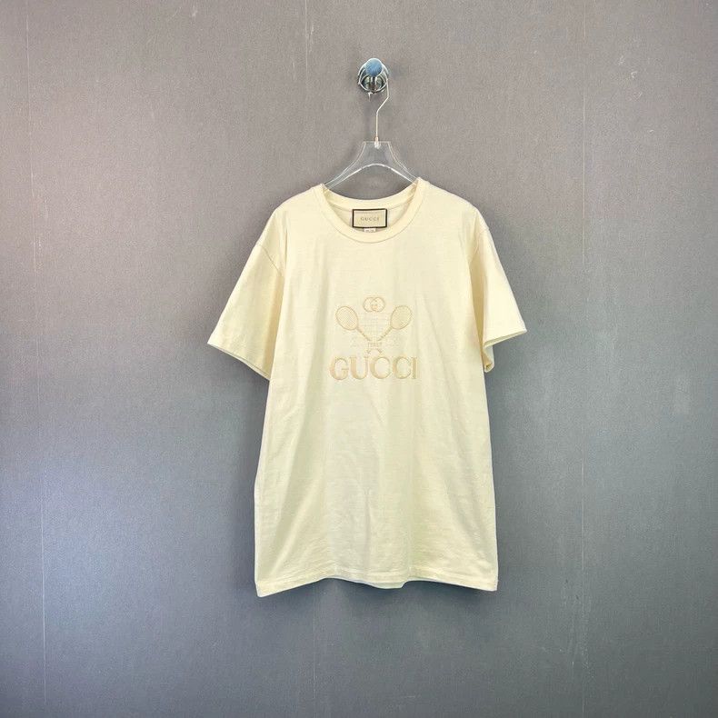 Gucci GucciLogo racket embroidery beige short-sleeved T-shirt 250 Size US M / EU 48-50 / 2 - 1 Thumbnail