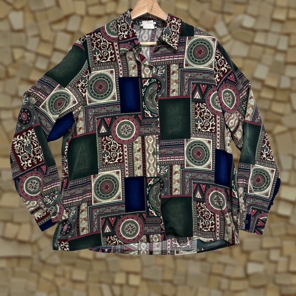 Vintage VINTAGE Bold Geometric Abstract Print Blouse Top Size M Boho Hippie 90 Womens Size M / US 6-8 / IT 42-44 - 1 Thumbnail