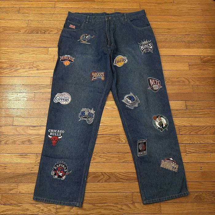 Southpole Vintage Y2K NBA Logos Patchwork Baggy Denim Jeans Wide Skate ...