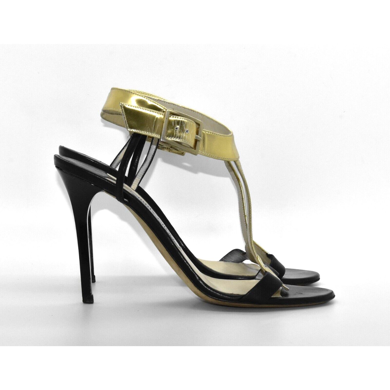 Jimmy Choo JIMMY CHOO Leather Gold Vamp Strap Sandal Heels Shoes 38.5 Size US 8.5 / IT 38.5 - 2 Thumbnail