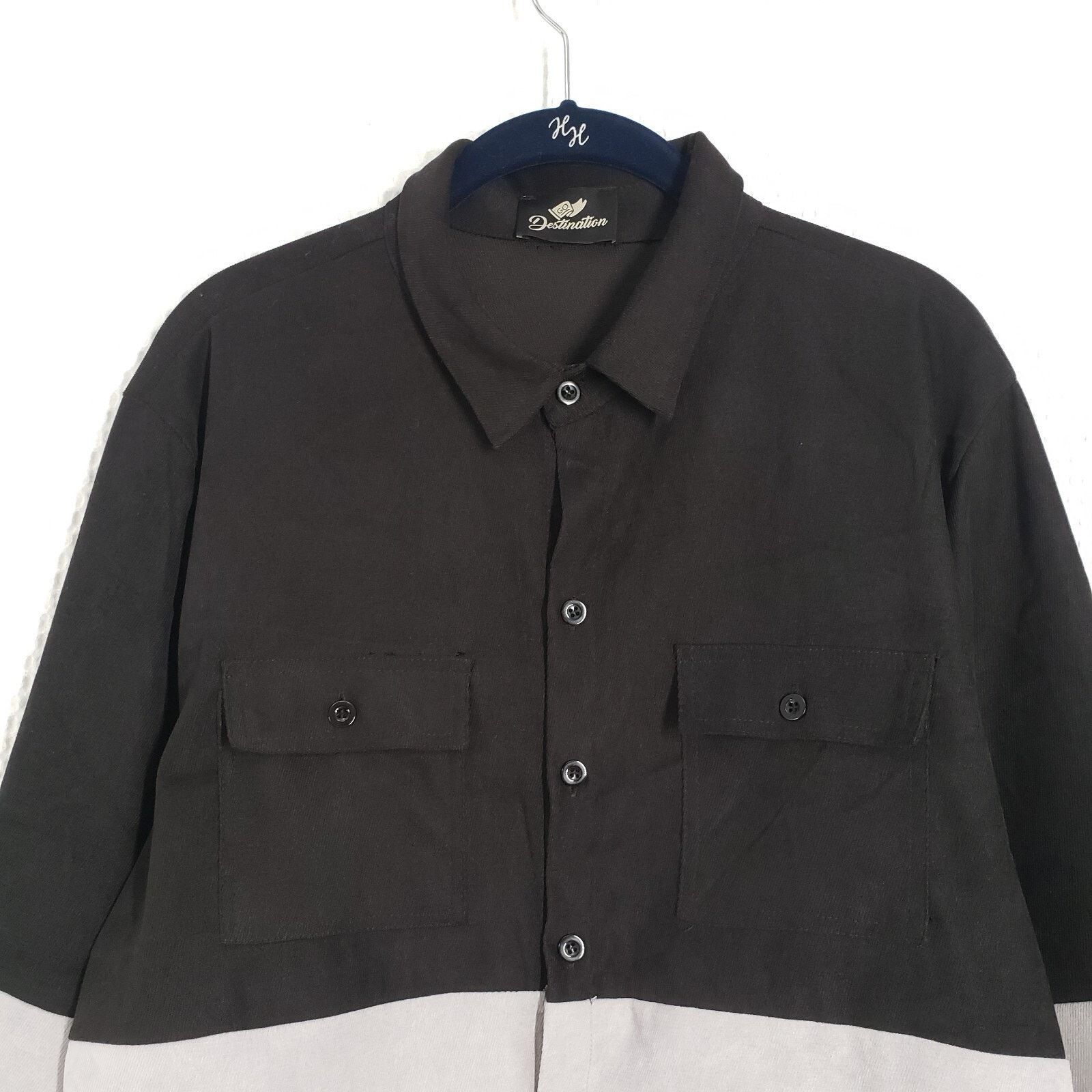 Other Go Destination Casual Button-Up Shirt Mens Large Gray Black Size US L / EU 52-54 / 3 - 12 Thumbnail