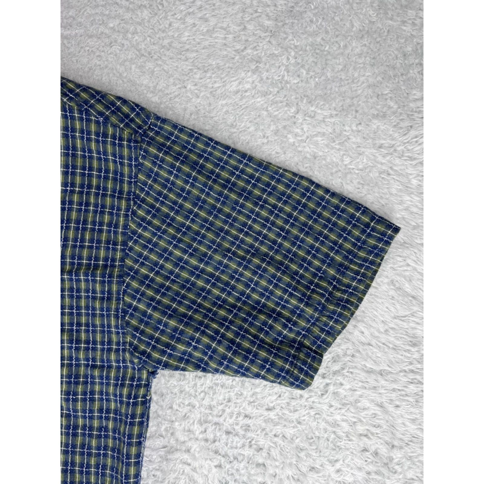 Vintage Resist Button-Up Shirt Mens Large Blue Green Plaid Western Cowboy Woven Cotton Size US L / EU 52-54 / 3 - 5 Thumbnail