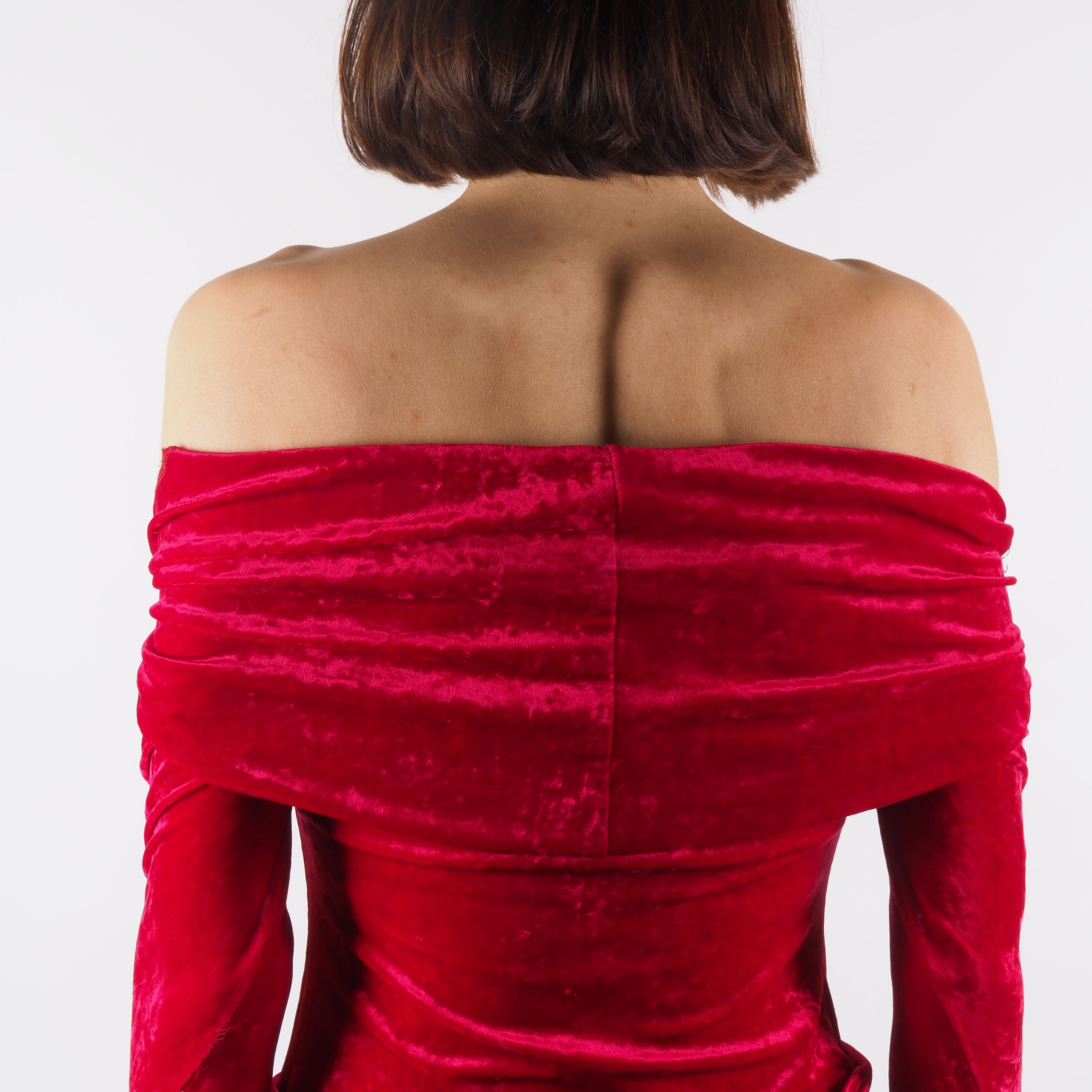 Vivienne Westwood Vivienne Westwood Anglomania Vintage Red Velvet Long Dress Size S / US 4 / IT 40 - 3 Thumbnail