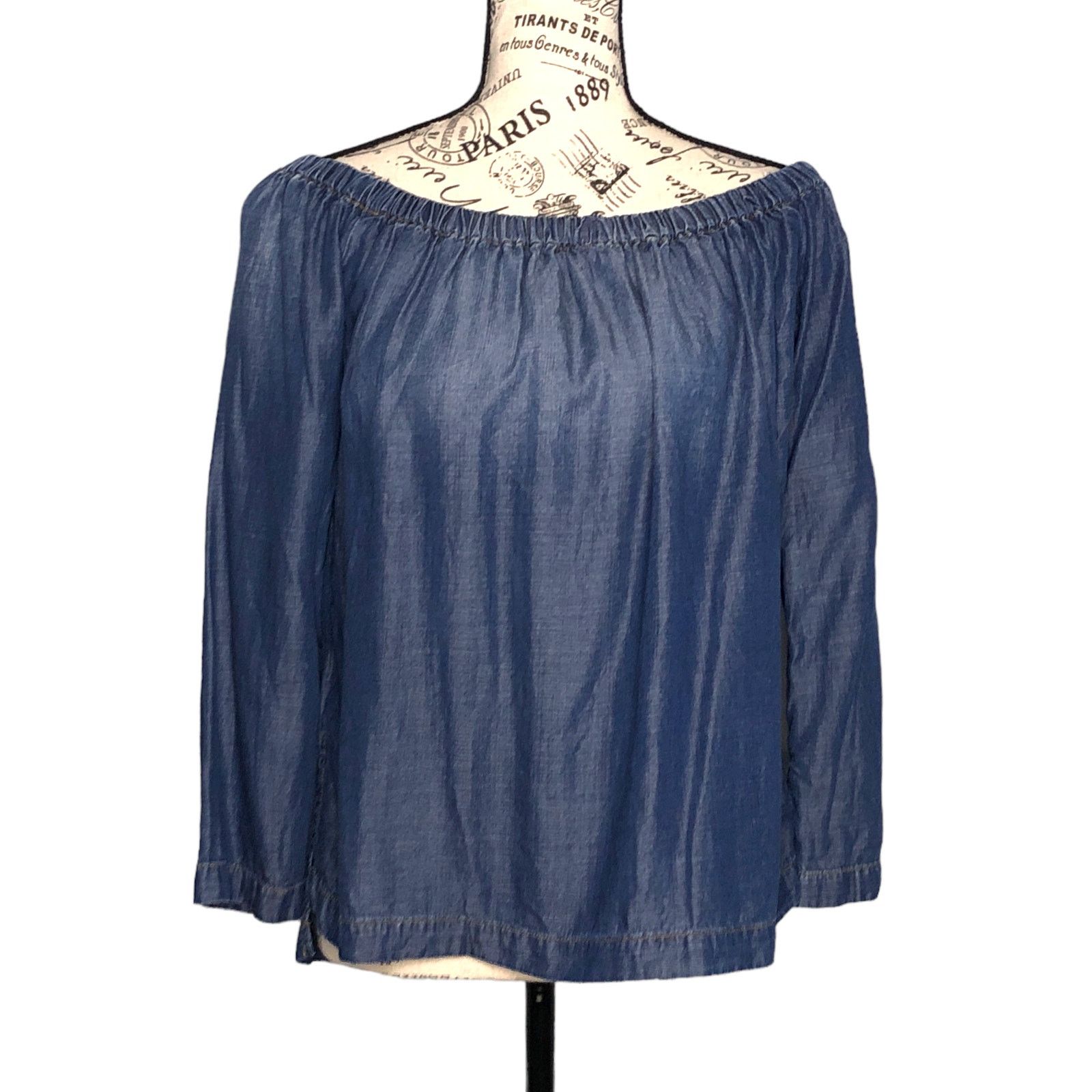 Other Cloth & Stone Off Shoulder Split Sleeve Side Chambray Top Size S / US 4 / IT 40 - 1 Thumbnail