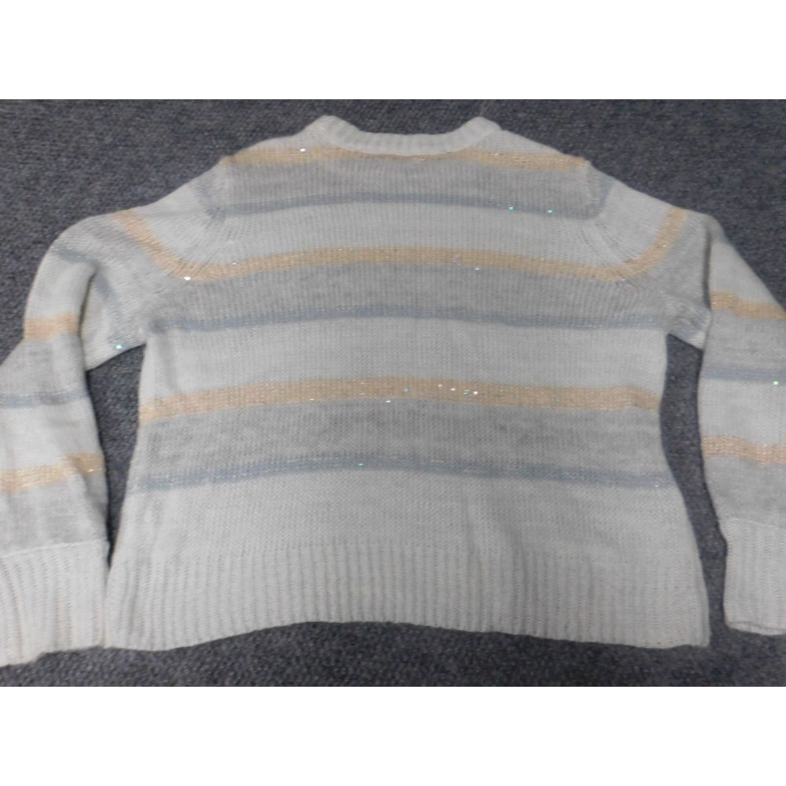 Vintage LC Lauren Conrad Womens Sweater XL gray striped pullover crew neck rib knit stretch Size XL / US 12-14 / IT 48-50 - 7 Thumbnail
