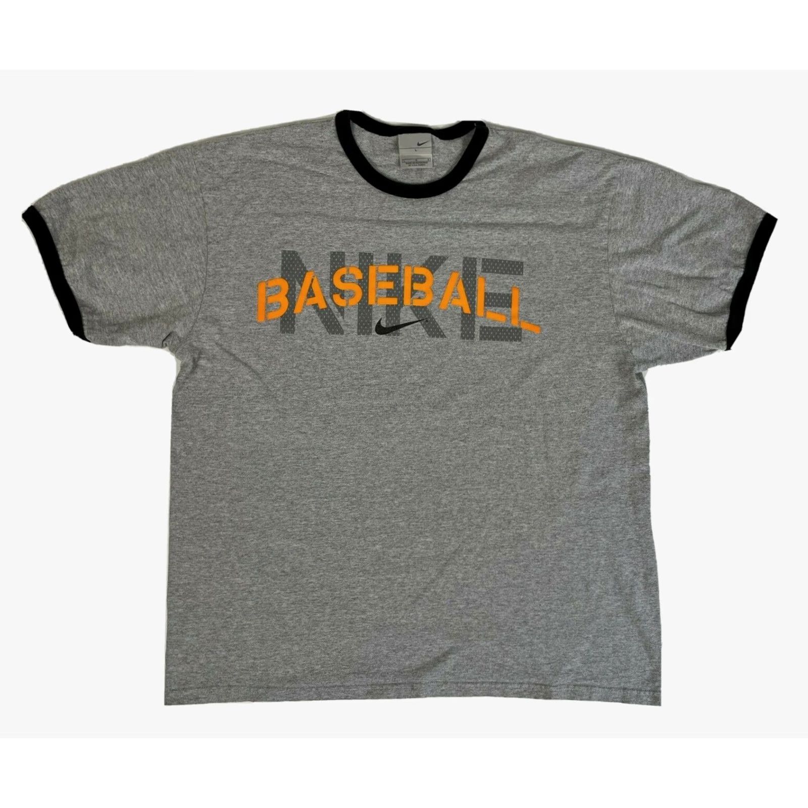 Nike VINTAGE Nike Baseball T-Shirt Mens L Gray 2000s Y2K Logo Short Sleeve Crew Neck Cotton Blend 90% Cotton 10% Polyester Size US L / EU 52-54 / 3 - 2 Thumbnail
