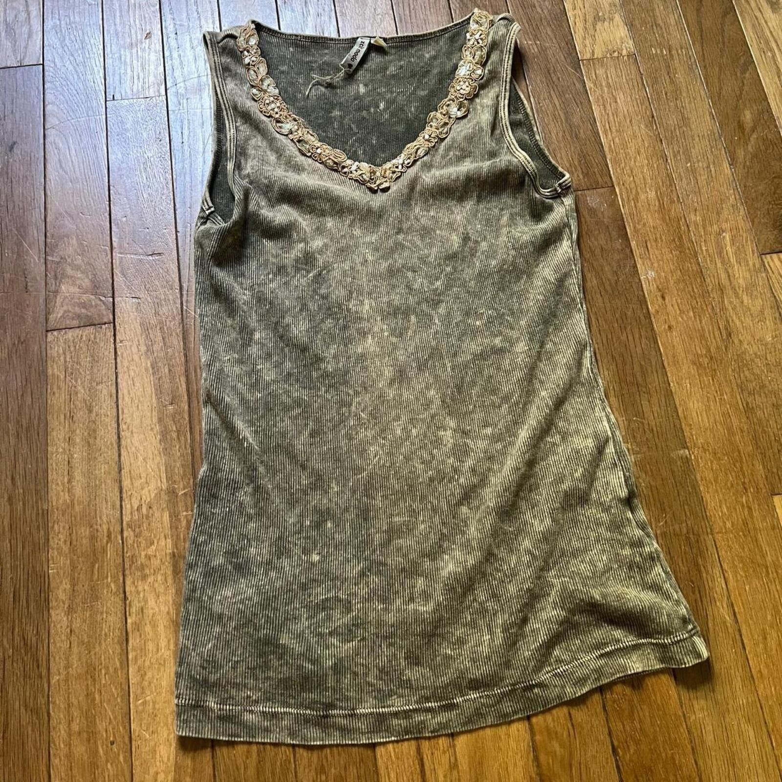 Other Vintage y2k brown lace tank top with beaded neckline Size L / US 10 / IT 46 - 3 Thumbnail