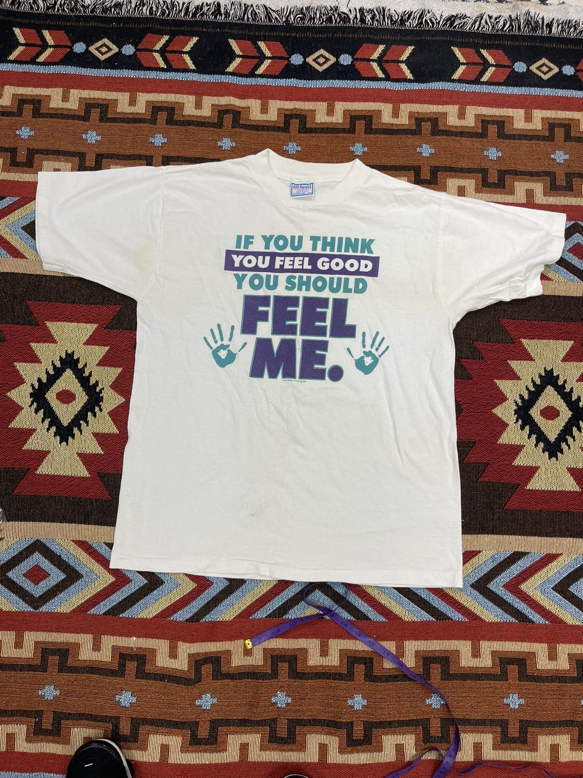 Vintage VTG 90s HUMOR TEE FEEL ME. Size US L / EU 52-54 / 3 - 1 Thumbnail