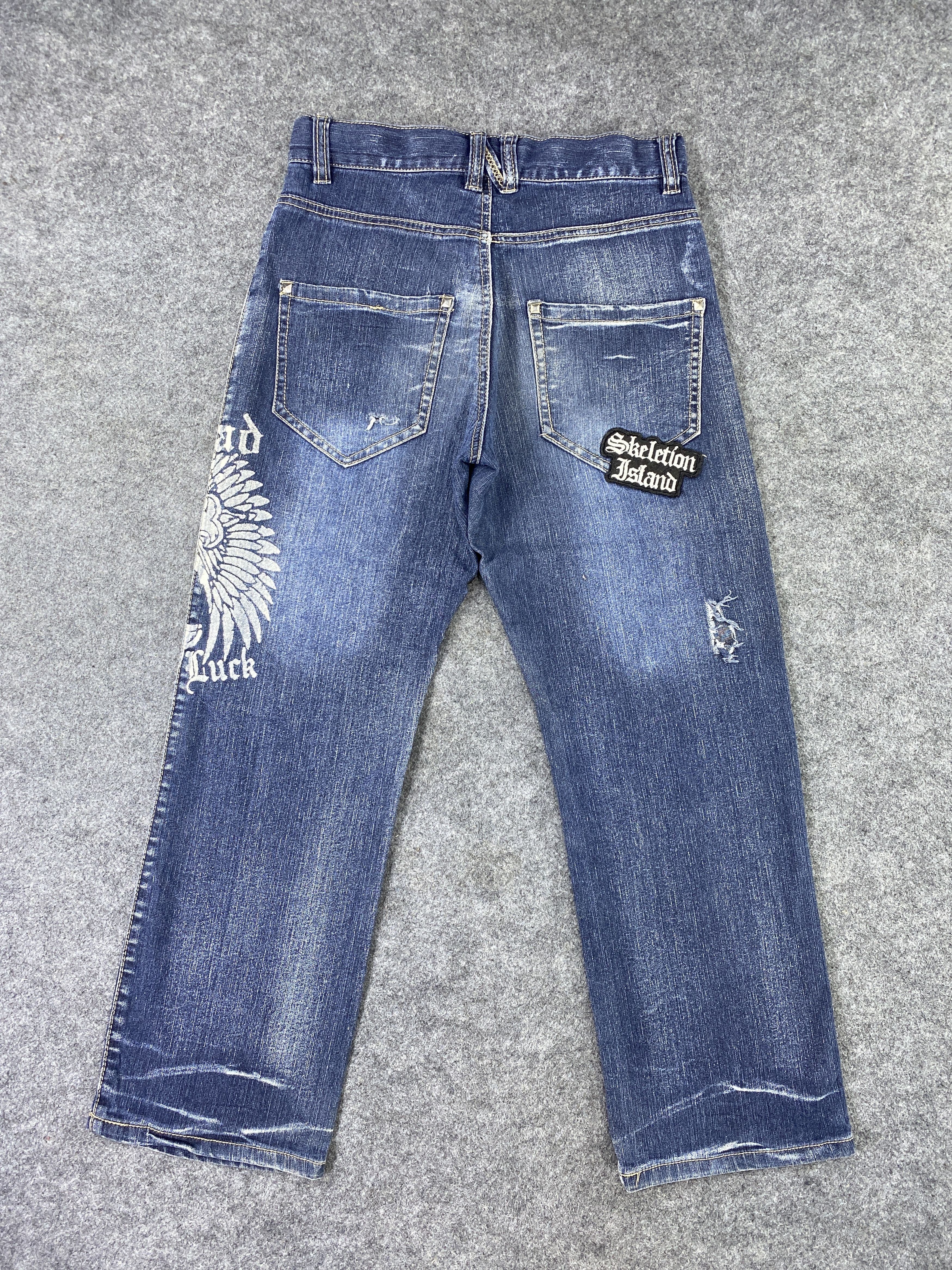Japanese Brand Flag Stone Blue Wash Jeans - J982 Size US 27 - 3 Thumbnail