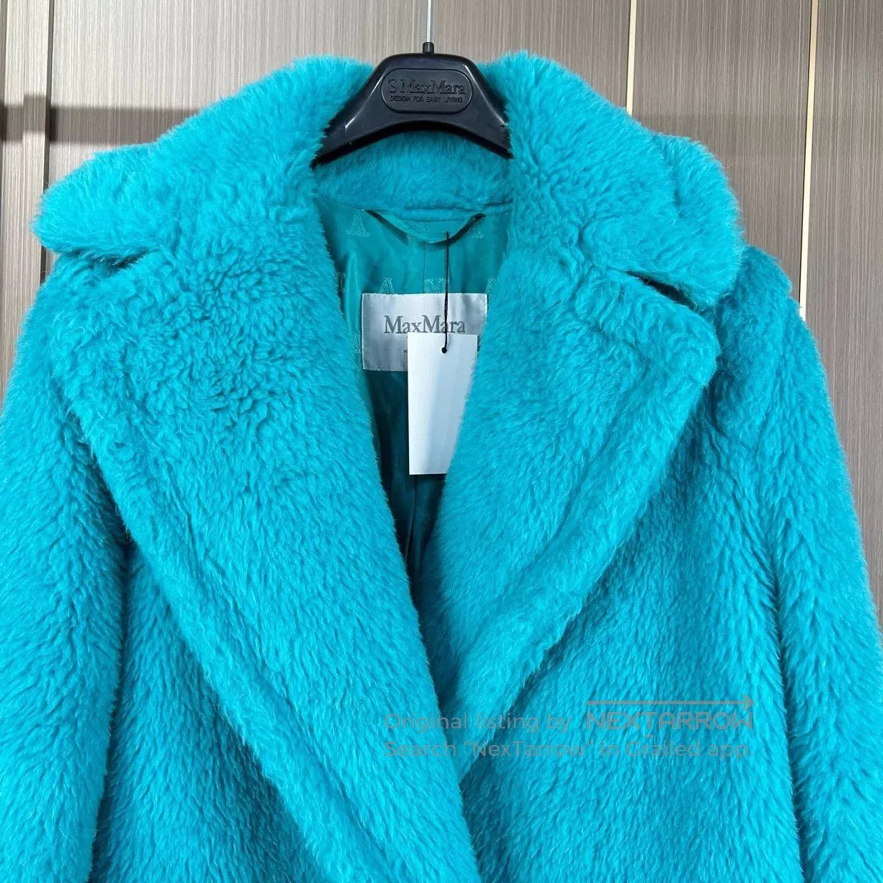 Max Mara Maxmara Turquoise Teddy Fur Coat. Size XXS / US 00 / IT 34 - 3 Thumbnail