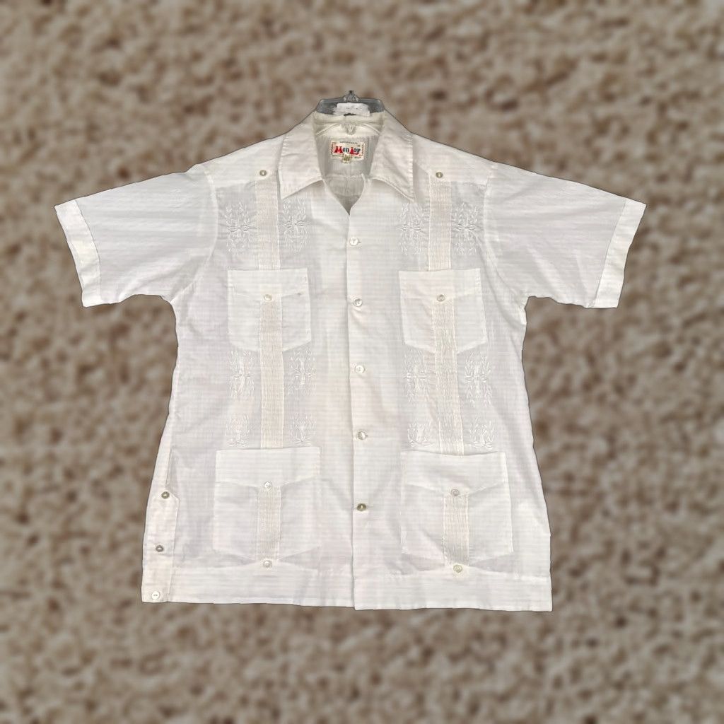 Vintage VINTAGE Maximos Shirt Men 38 White Floral Polyester Blend 4 Pocket Button-Up Short Sleeve Casual Beach Classic 4 Pocket Mens Size US M / EU 48-50 / 2 - 1 Thumbnail