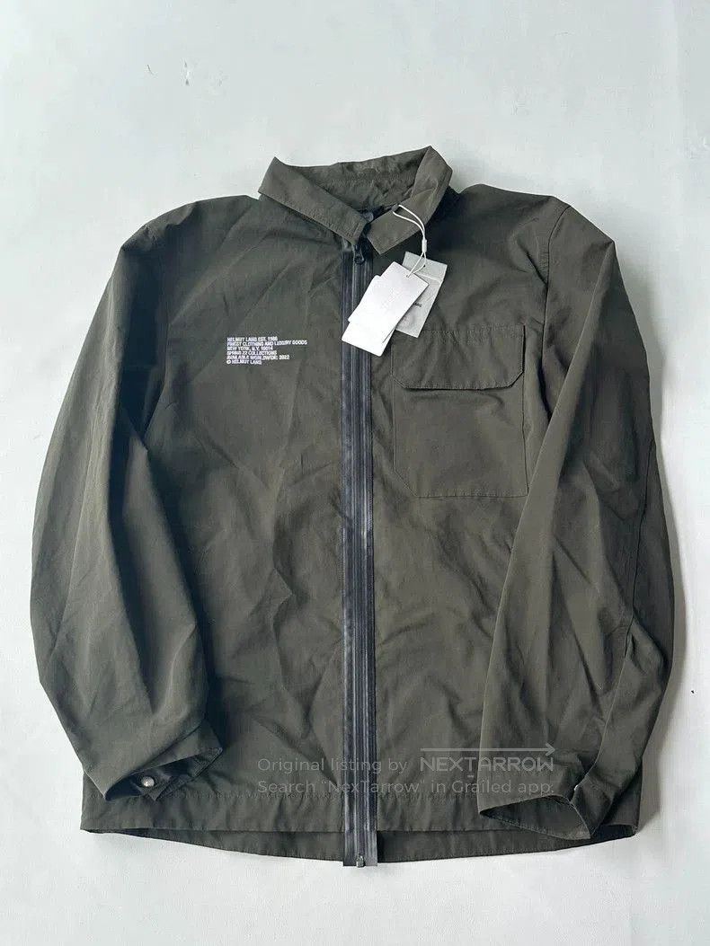 Helmut Lang Cotton-Nylon Olive Zip Jacket.