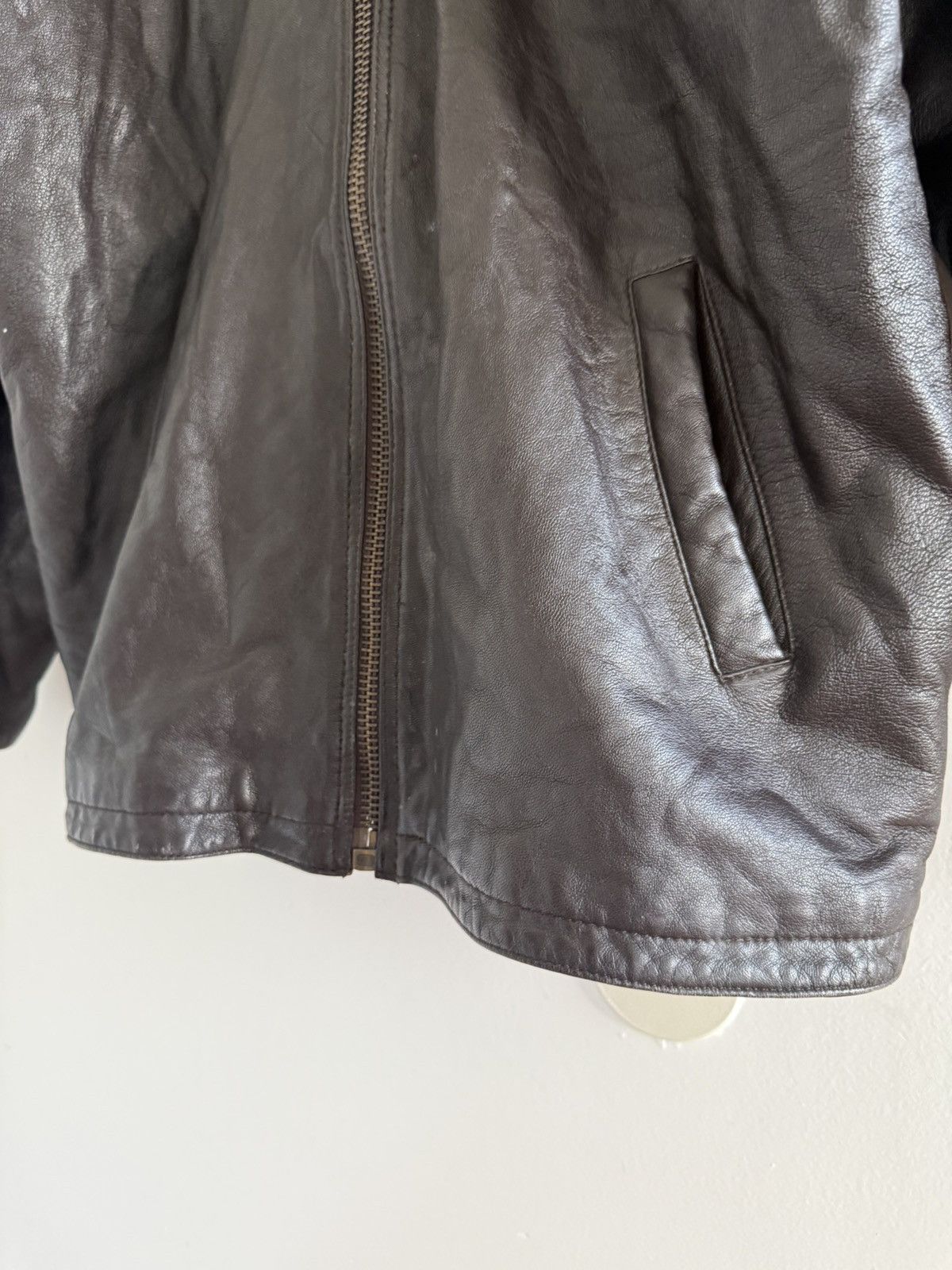 Vintage Vintage Leather Aged Zip Filled Lined Blouson Jacket Brown Size US L / EU 52-54 / 3 - 11 Thumbnail