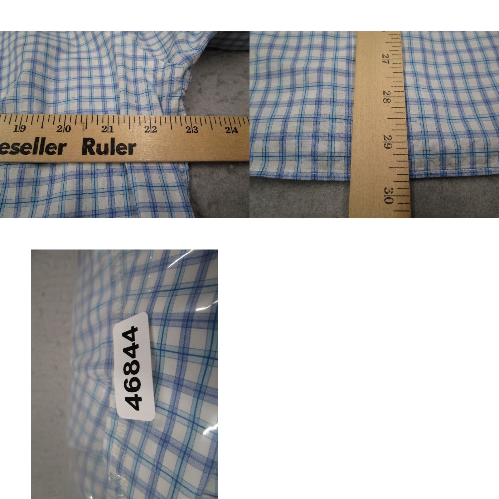 David Donahue DAVID DONAHUE Dress Shirt Men Fusion blue check Long Sleeve Button Up Work 16.5 Large - 100% Cotton - Made in Vietnam Mens Size 42R - 8 Thumbnail