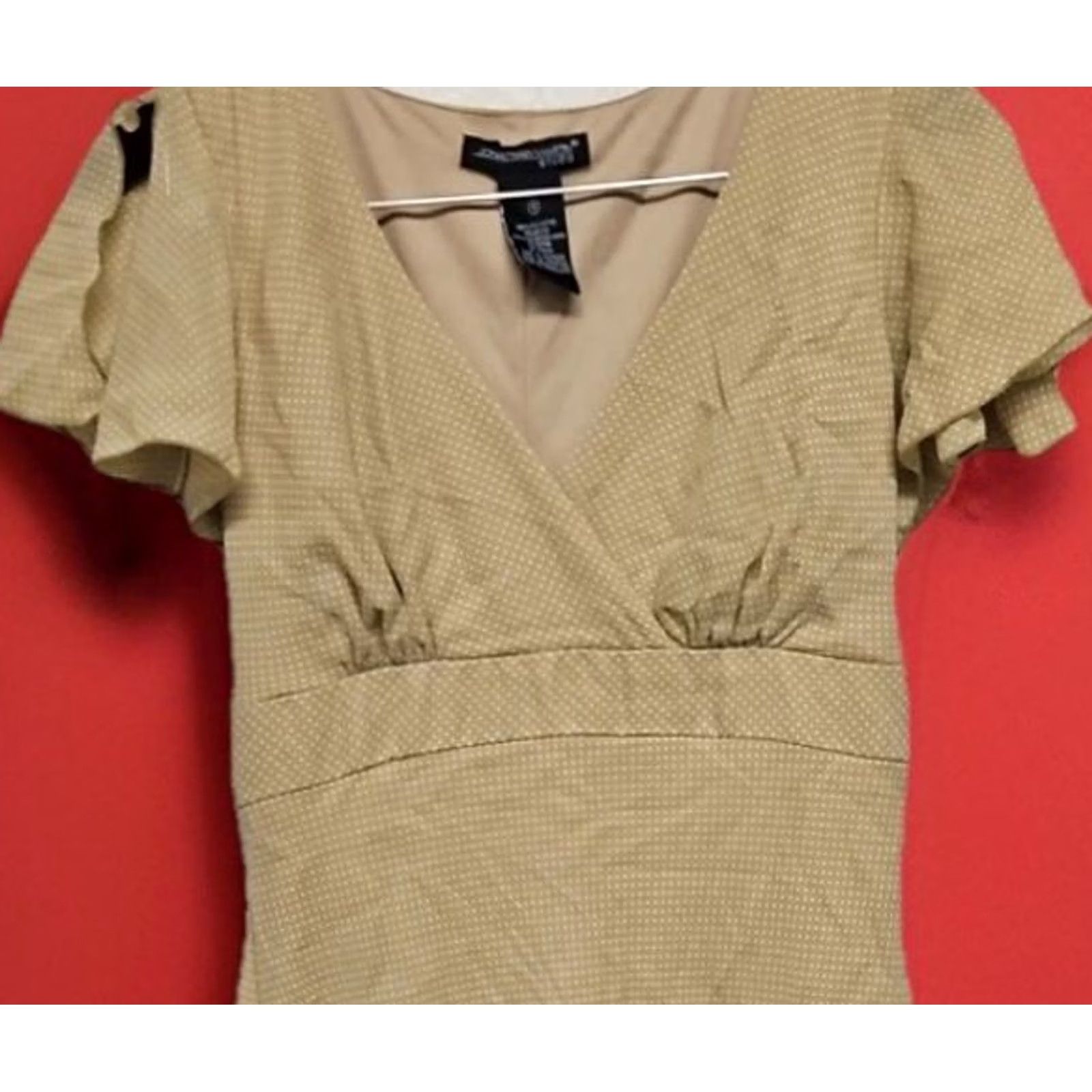 Vintage Jonathan Martin Studio Wrap Dress Size 10 Tan Lined Short Sleeve Y2K Workwear Women Size 32" / US 10 / IT 46 - 2 Thumbnail