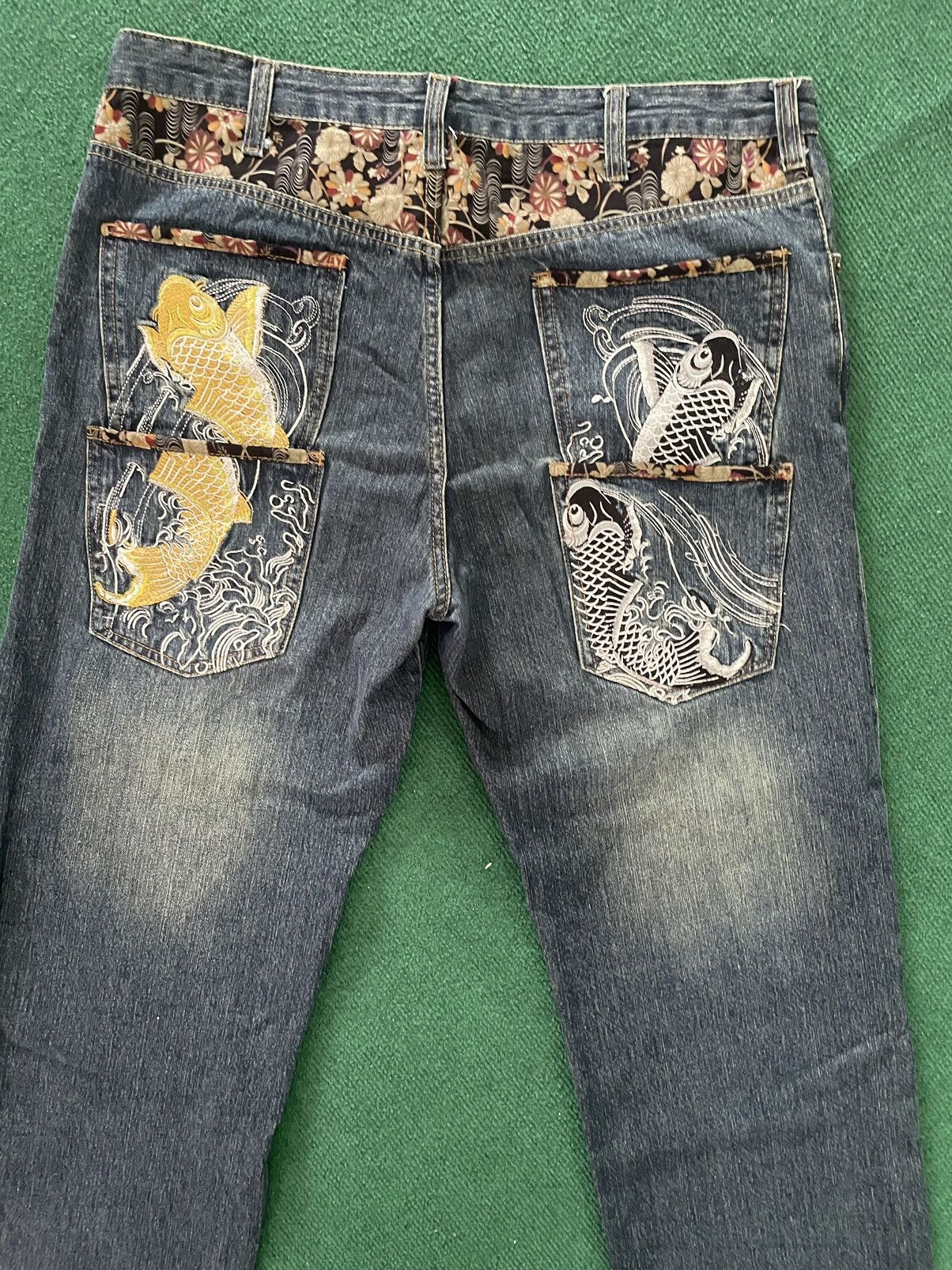 Japanese Brand Rare Japanese Jeans With Embroidery Fish Motifs Size US 38 / EU 54 - 1 Thumbnail