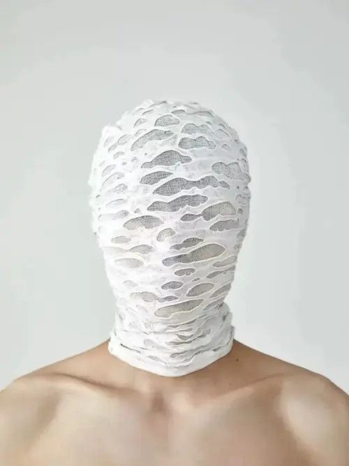 VIBE Fumina x Mami White Trendy Design Ripped Hat Mask Balaclava Size ONE SIZE - 8 Thumbnail