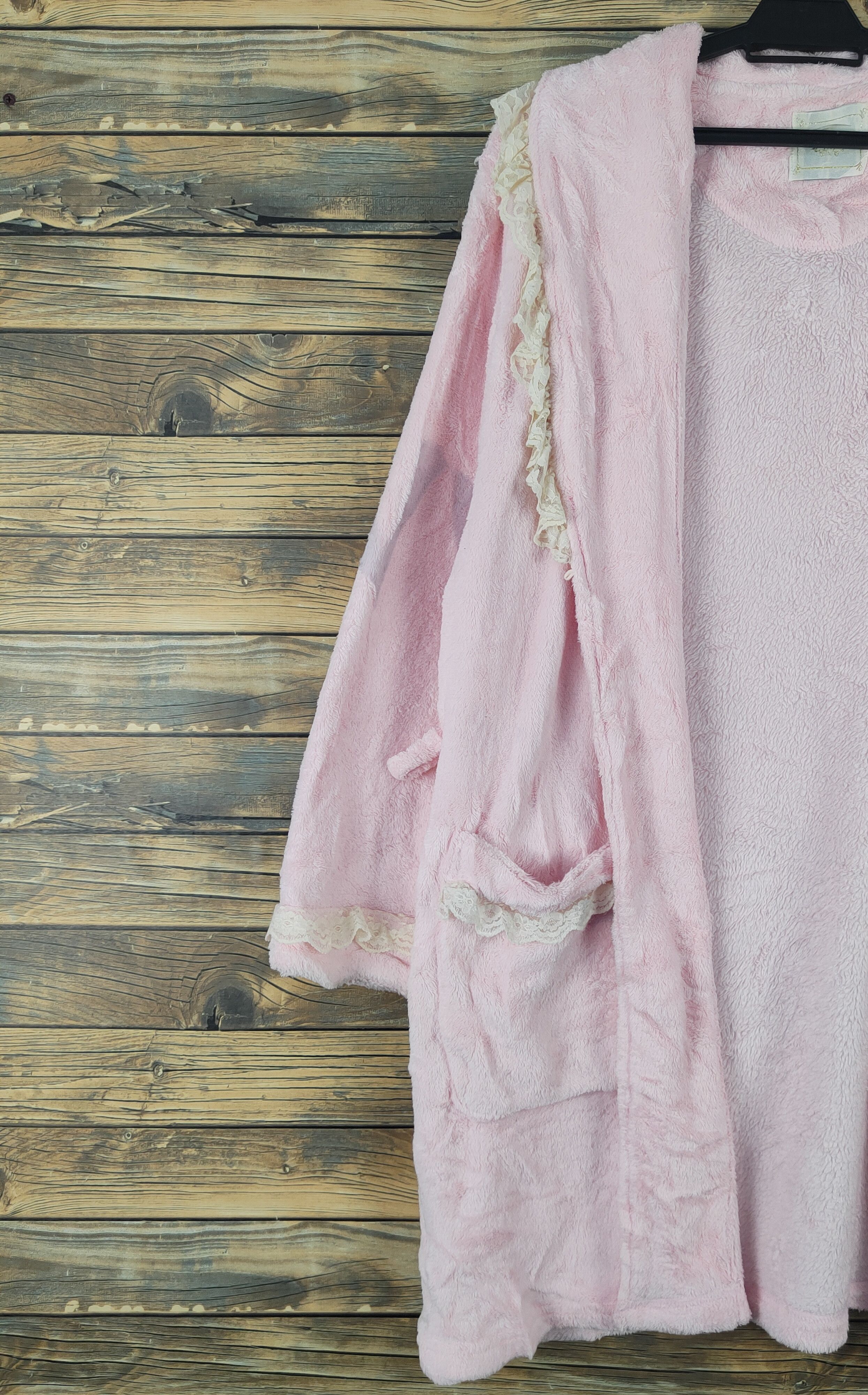 Aran Isles Knitwear × Japanese Brand × Vintage Sweet Rouge Pink Fur Mohair Bathrobe Size L / US 10 / IT 46 - 5 Thumbnail