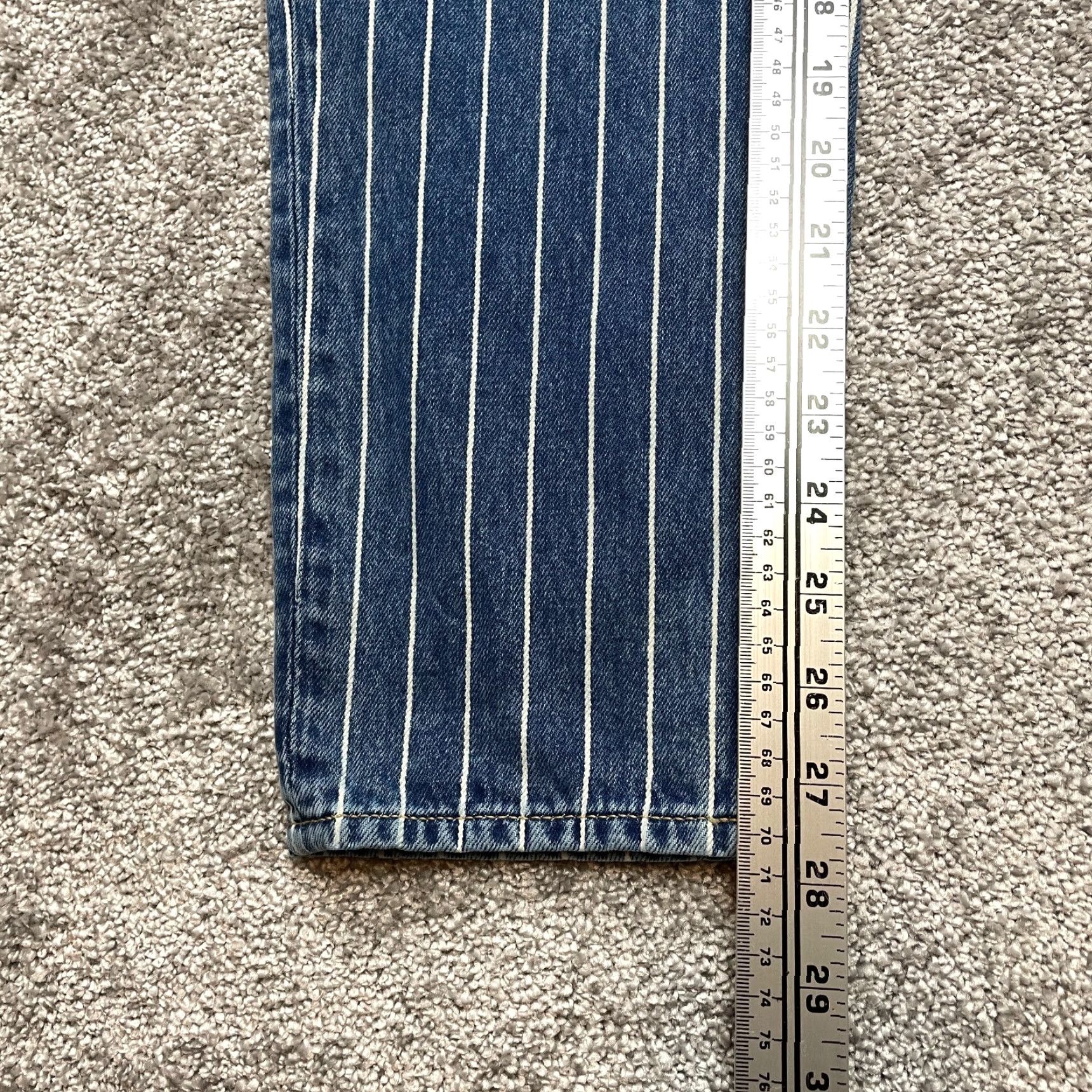 American Eagle Outfitters American Eagle Mom Jeans Womens 6 Blue Denim Dark Wash Striped Straight 29x28 Size 29" - 3 Thumbnail