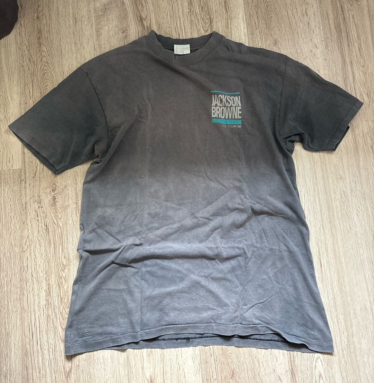 Jackson Browne US tour 1986 Vintage Tshirt sunfaded holes