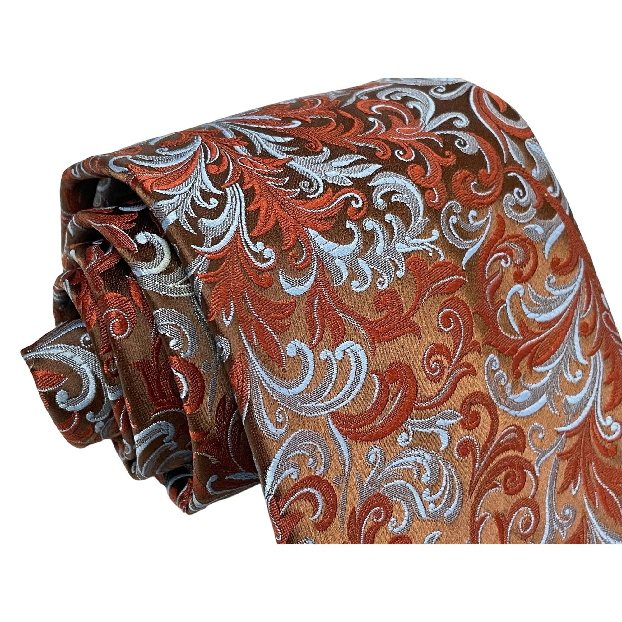Oleg Cassini Vtg Oleg Cassini BURMA Swirl Retro MoD Rust Necktie Size ONE SIZE - 2 Thumbnail