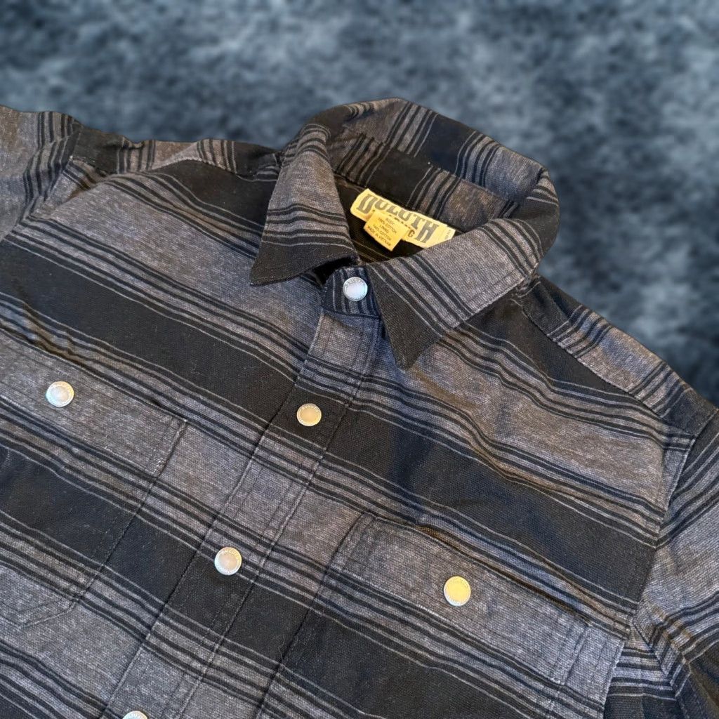 Duluth Trading Company Duluth Trading Co Striped Shirt Jacket Mens Medium Gray Flannel Lined Snap Shirt Jacket Size US M / EU 48-50 / 2 - 1 Thumbnail