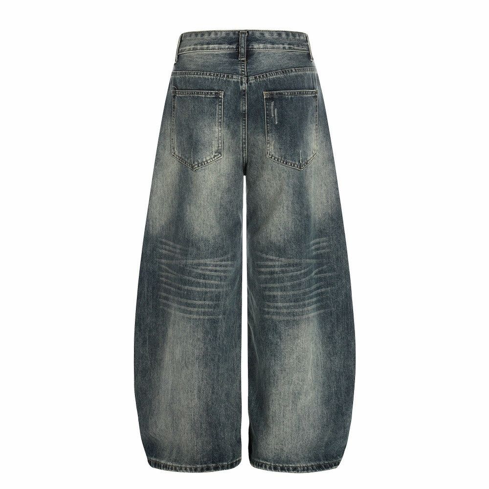 Vintage American retro men's washed distressed curved jeans Size US 32 / EU 48 - 2 Thumbnail