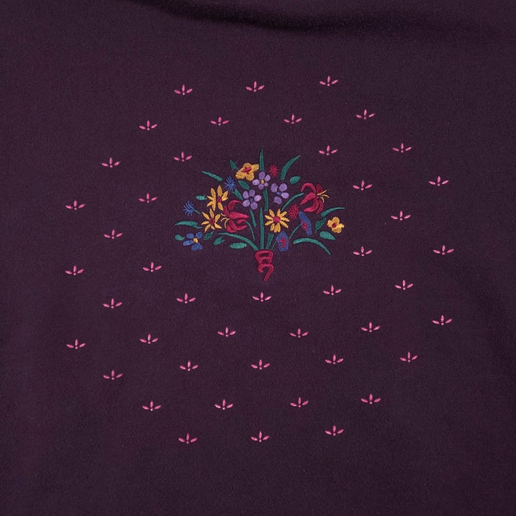 Vintage Gopher Sport Sweatshirt Womens Medium Purple Floral Embroidered Made USA Size M / US 6-8 / IT 42-44 - 5 Thumbnail
