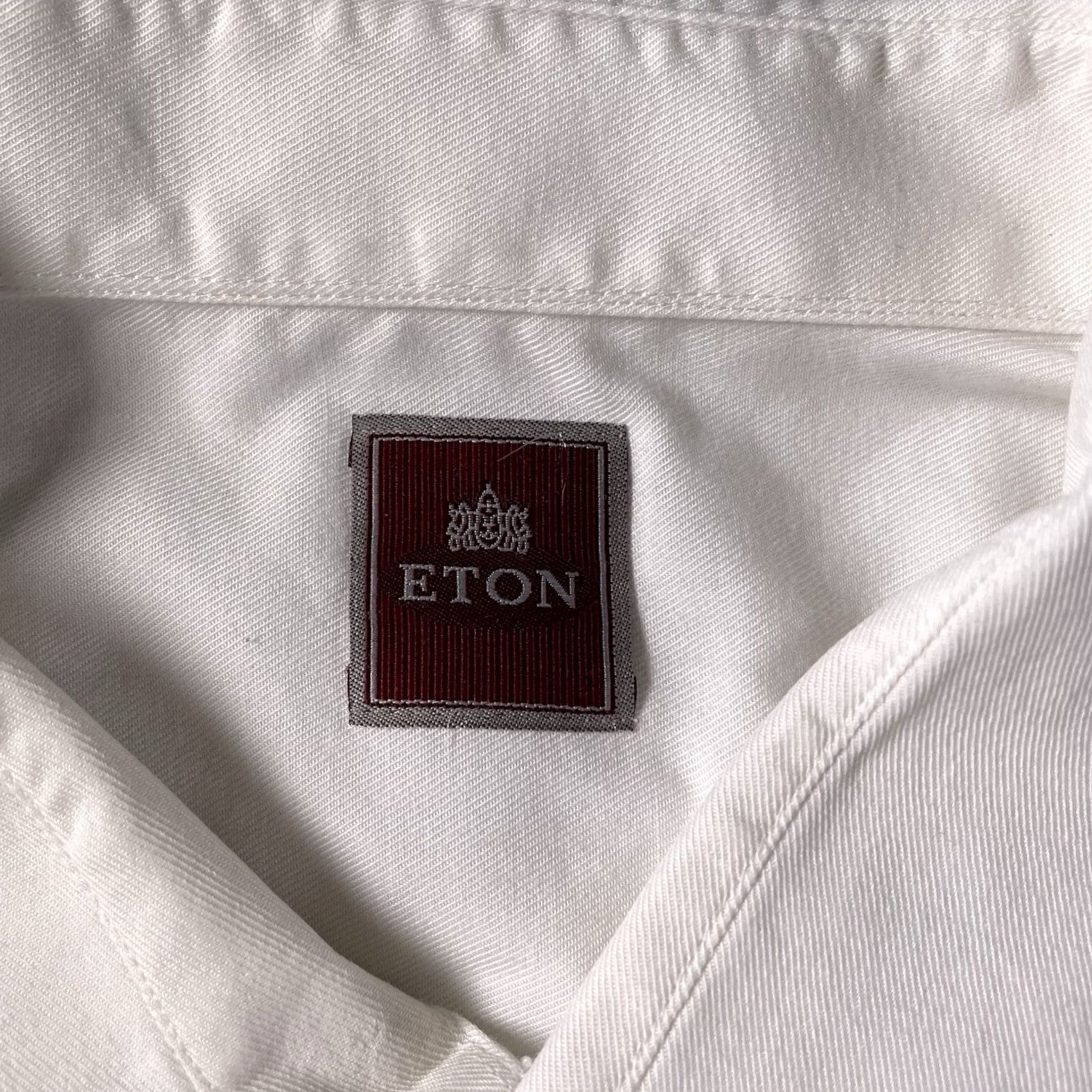 Eton Etón Shirt Dress Shirt Mens Large White Cotton Button Collared Long Sleeve Size 42R - 4 Thumbnail
