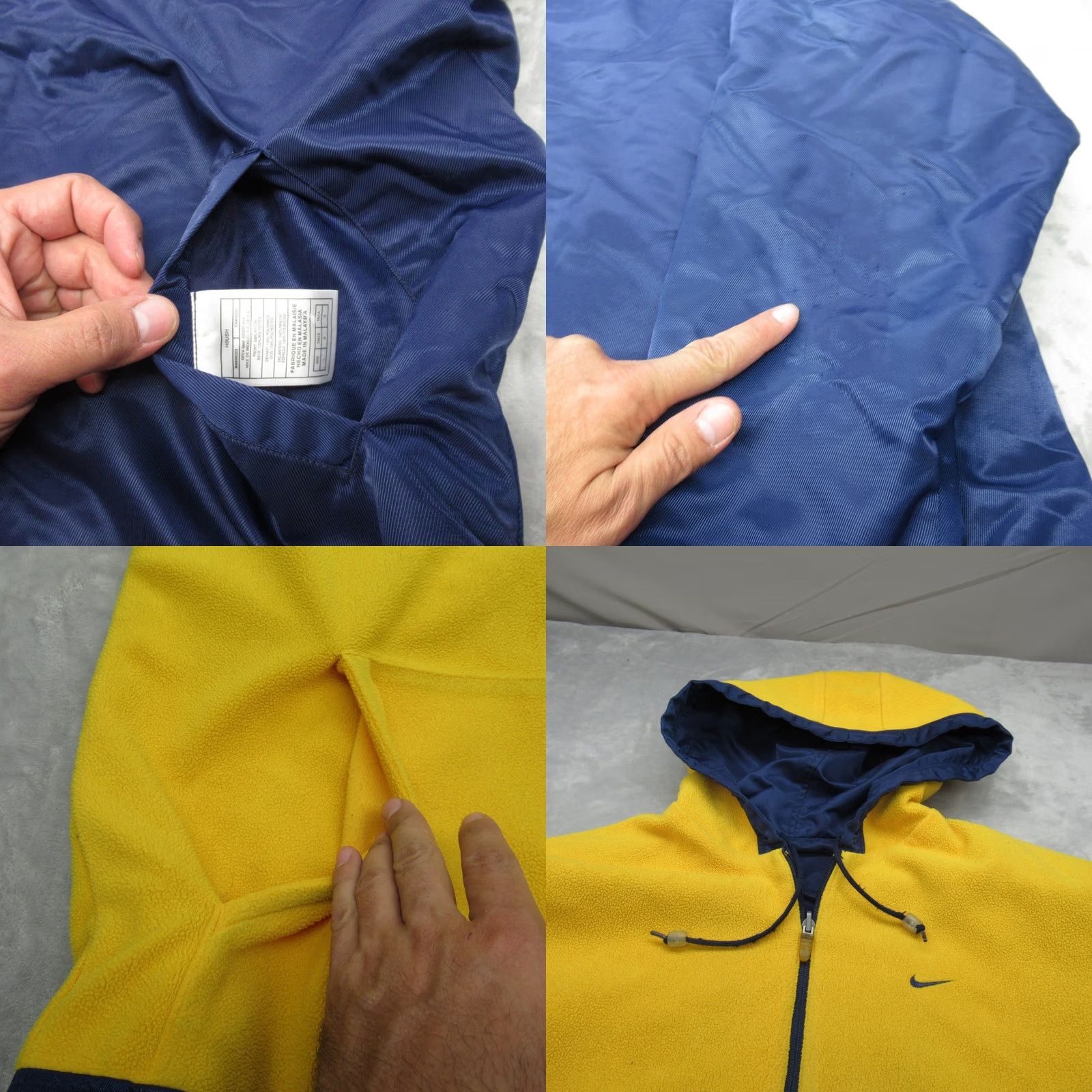 Nike VINTAGE Nike Jacket Mens Large Blue Yellow Reversible Hooded Full Zip VTG 90'S Size US L / EU 52-54 / 3 - 8 Thumbnail