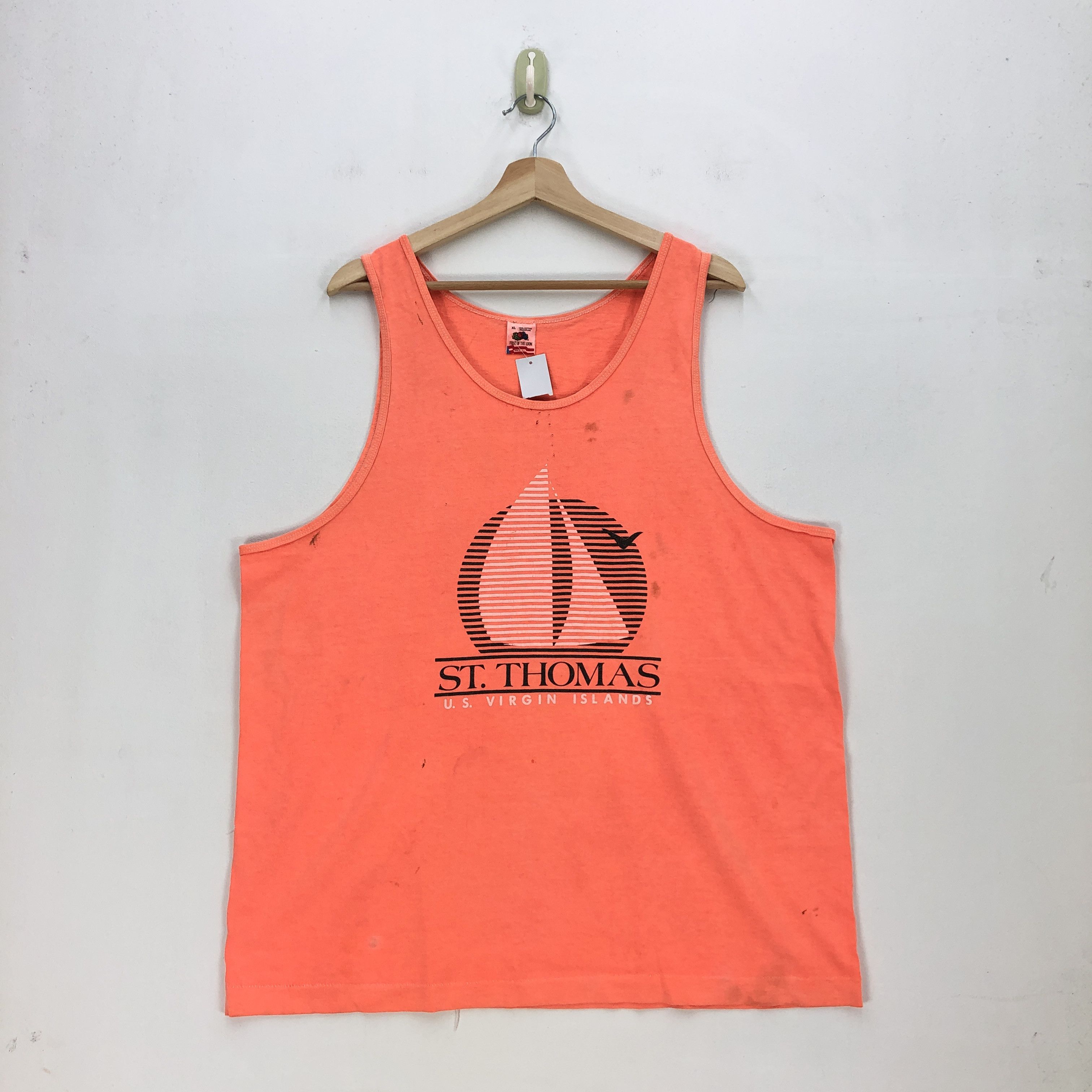 Vintage Vintage 90s St Thomas Tops Hawaiian Sleeve Less Tees Size US XL / EU 56 / 4 - 1 Thumbnail