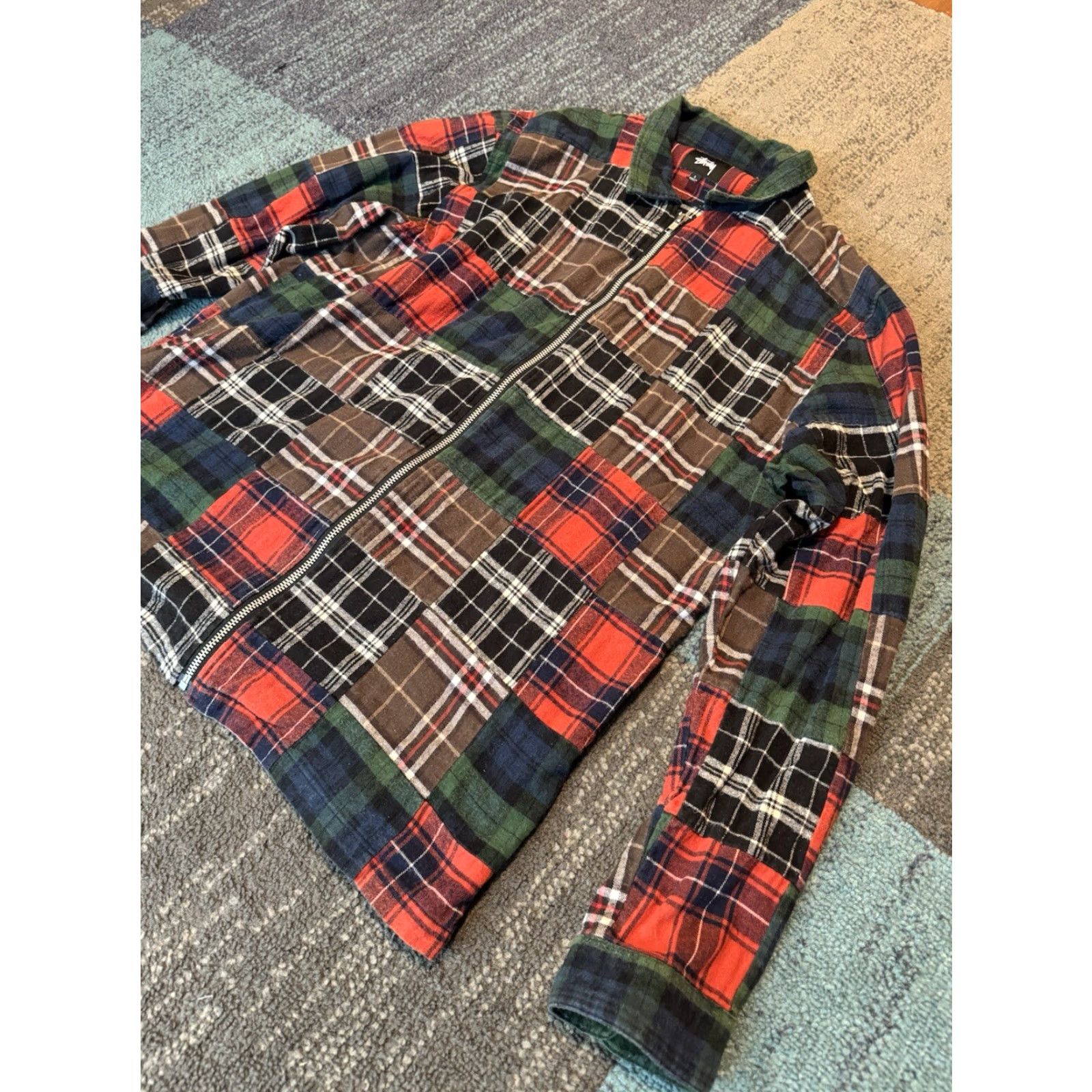 Vintage STUSSY PATCHWORK ZIP UP LS SHIRT Plaid L Men Long sleeve shirt Zip Front TV Genuine / 32143 Size US L / EU 52-54 / 3 - 4 Thumbnail