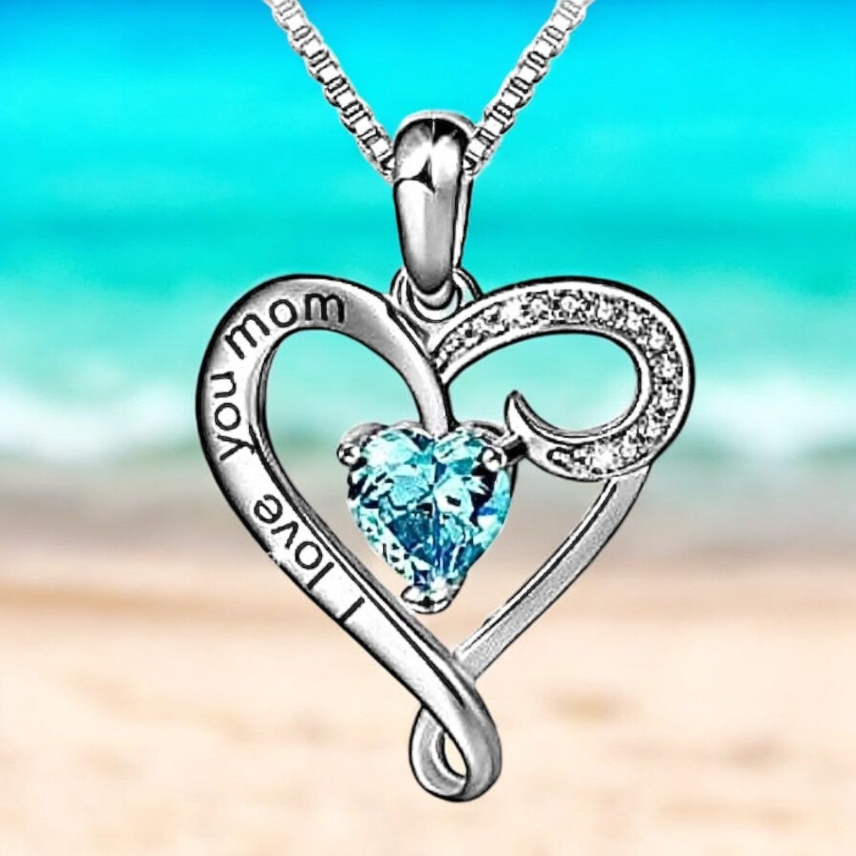 Other Crystal Heart 18” I Love You Mom Gold Plt Silver Necklace Size ONE SIZE - 4 Thumbnail