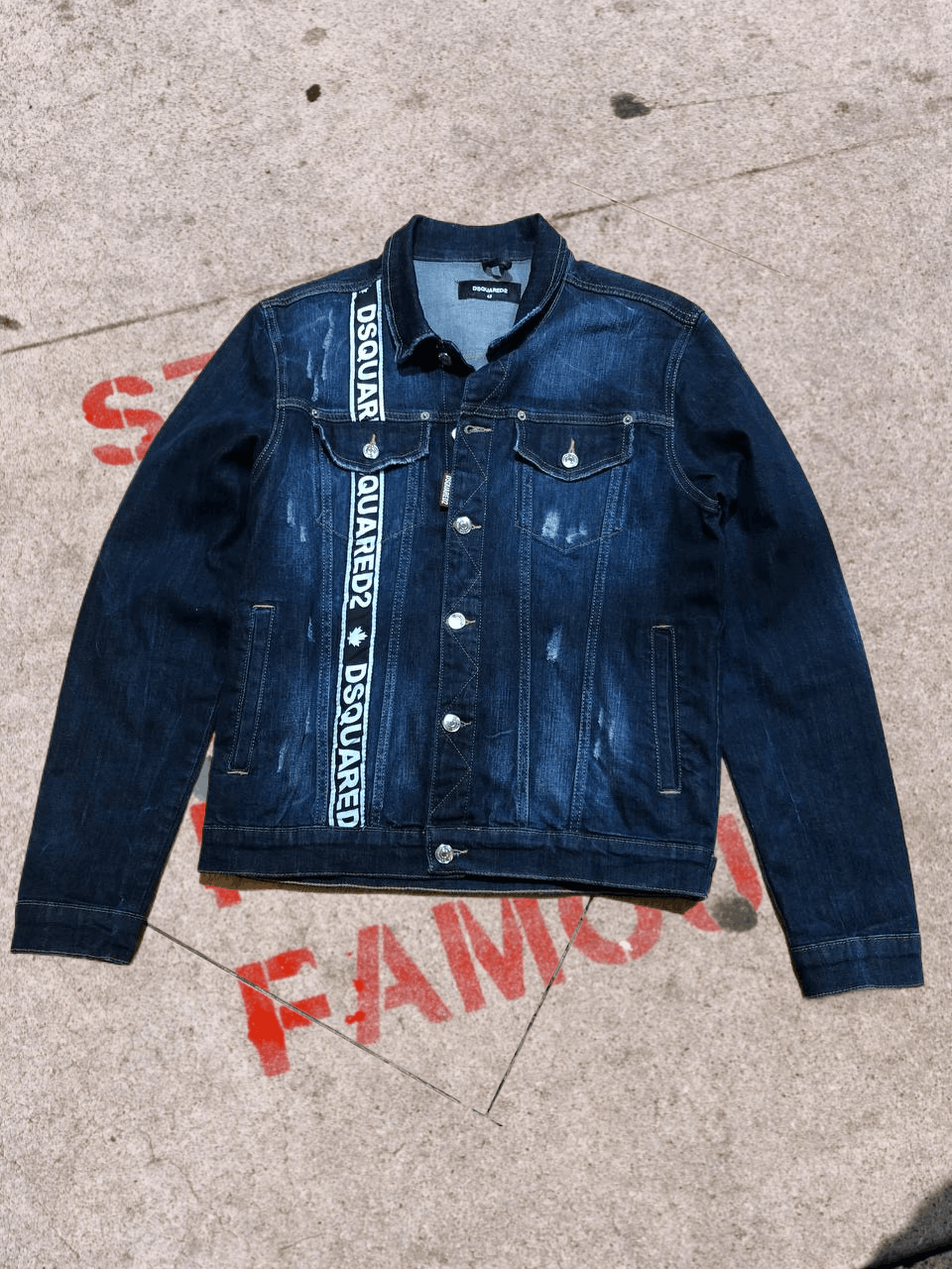 Dsquared2 DSquared2 Logo Denim Men's Jacket Trucker Indigo Blue Size US M / EU 48-50 / 2 - 1 Thumbnail